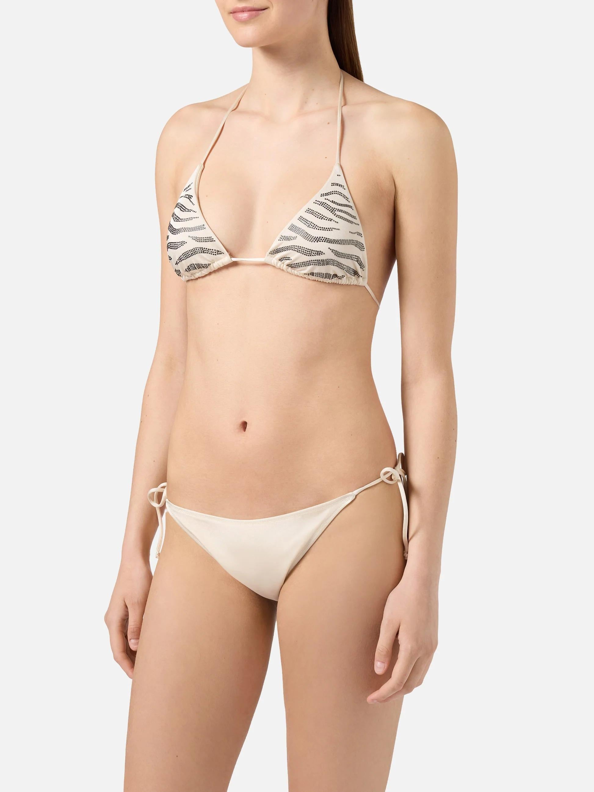 Bikini Leah Teen in tessuto glossy finish con strass zebrati LEH00011 00235L MC2 SAINT BARTH 