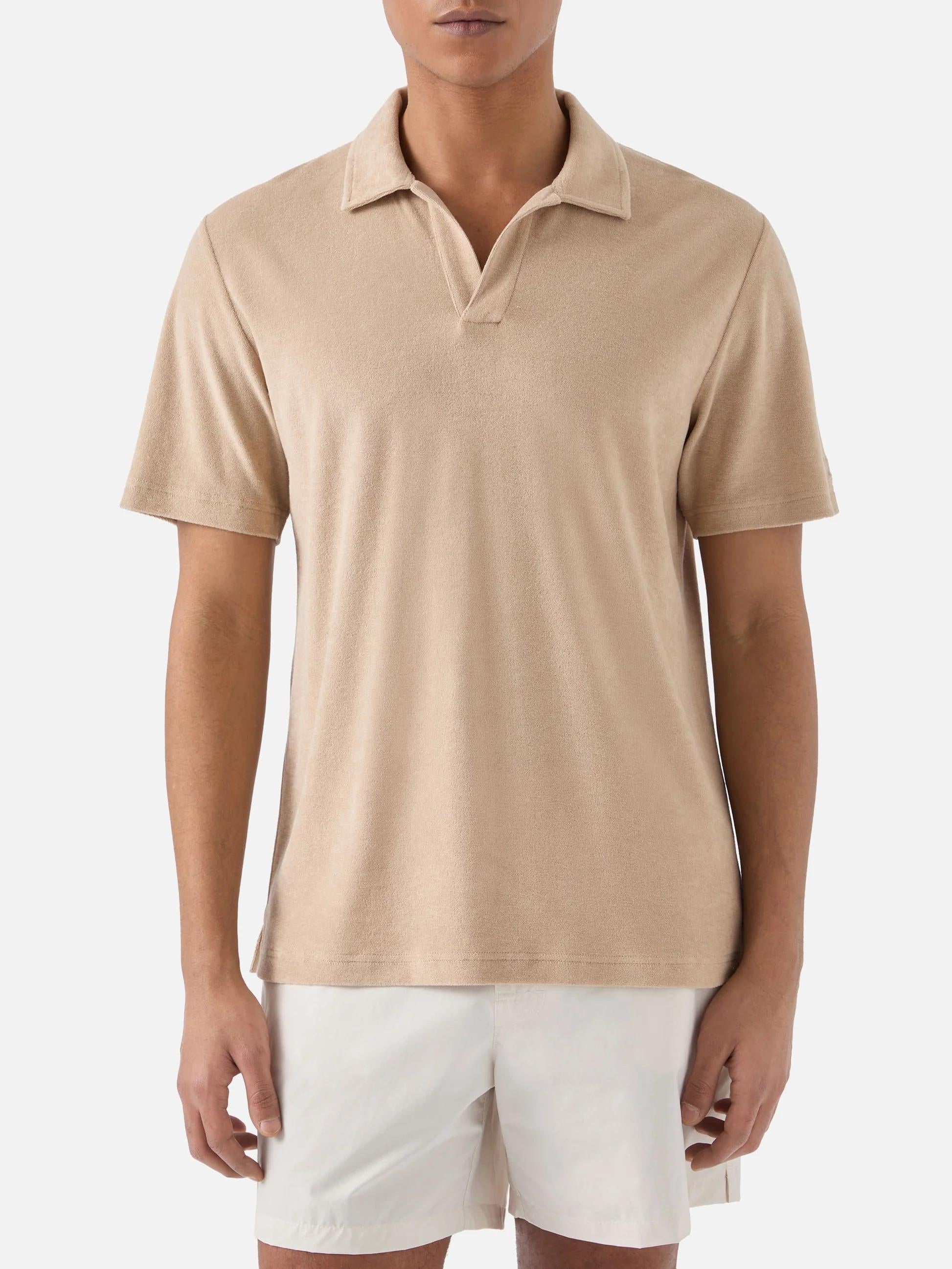 Polo Jeremy in cotone effetto spugna beige JER0001 00152L MC2 SAINT BARTH 