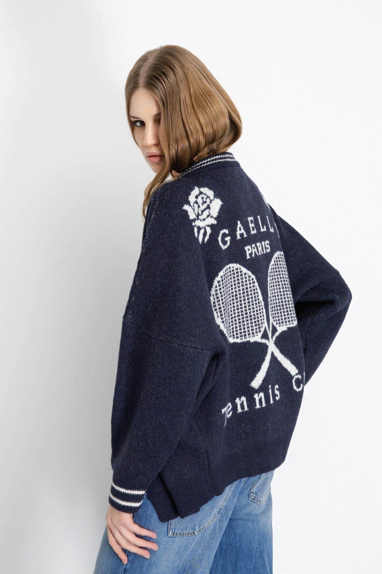 Cardigan Over In Maglieria Con Lavorazione Sul Retro  Blu - Gaëlle Paris GAABW07150-TMTS0139 BL01 GAELLE 