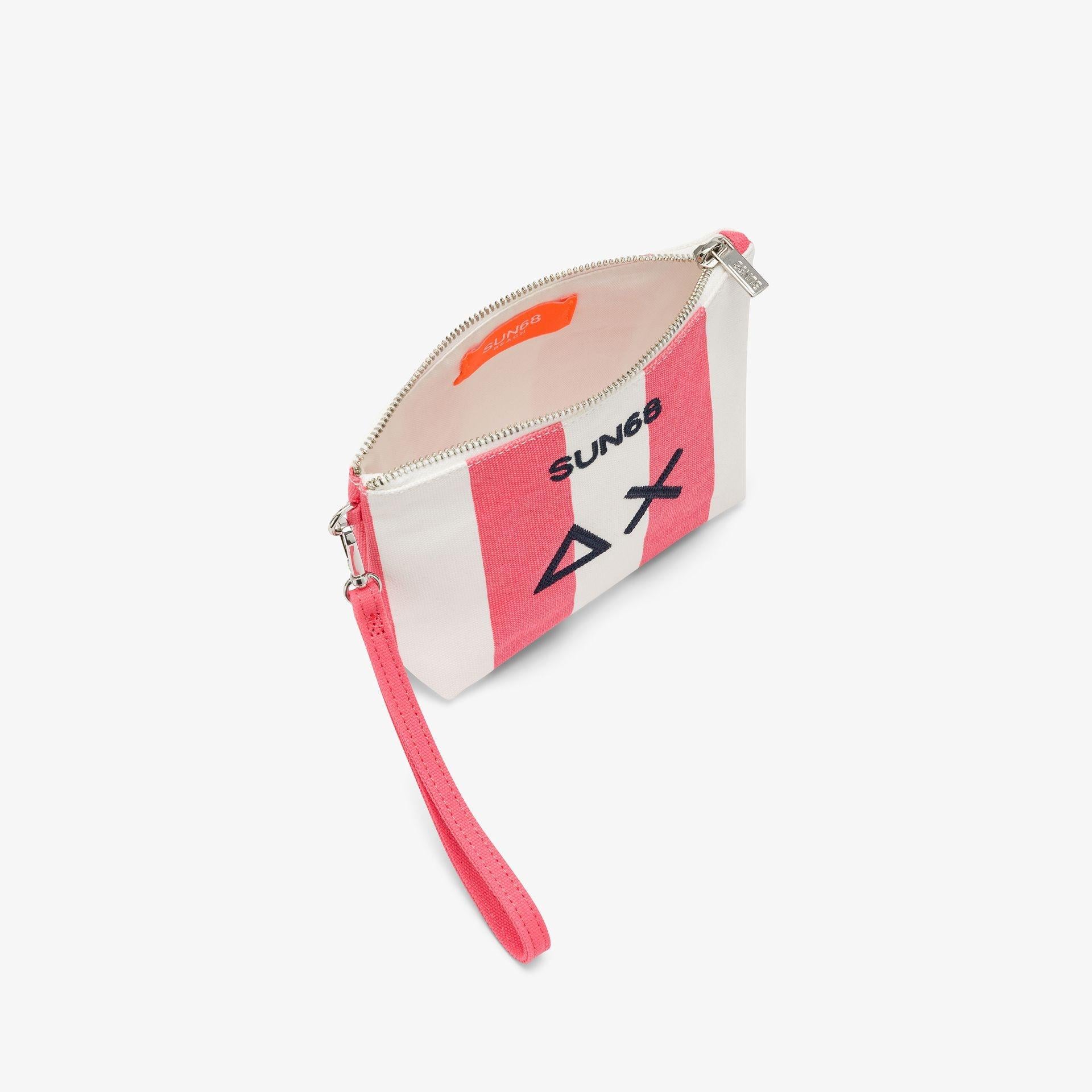 Pouch in tela di cotone stampato fucsia/bianco panna W36219 2031 SUN 68 