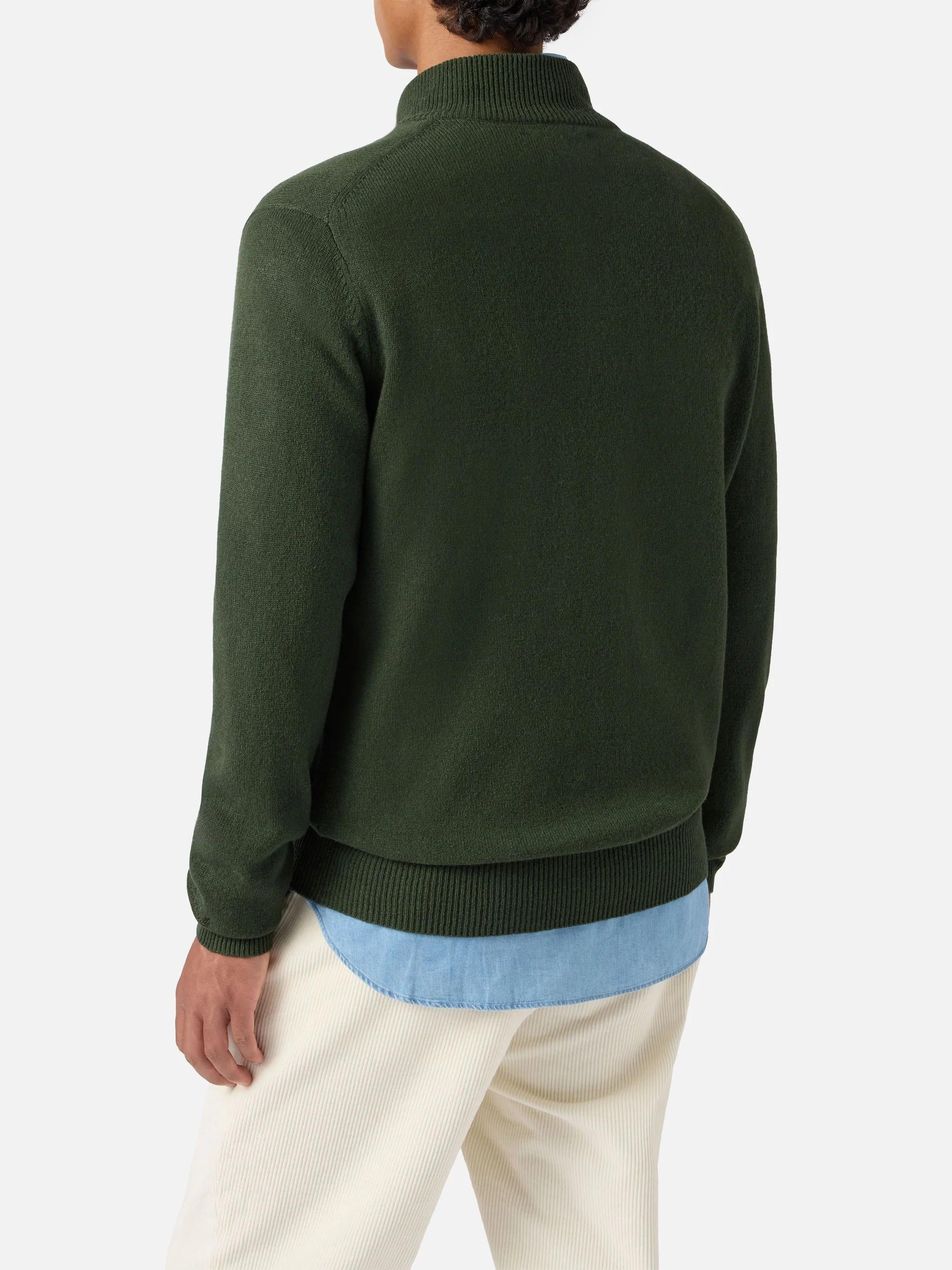 Pullover a mezza zip Jermyn in 100% lambswool british green JERM002 000263I MC2 SAINT BARTH 