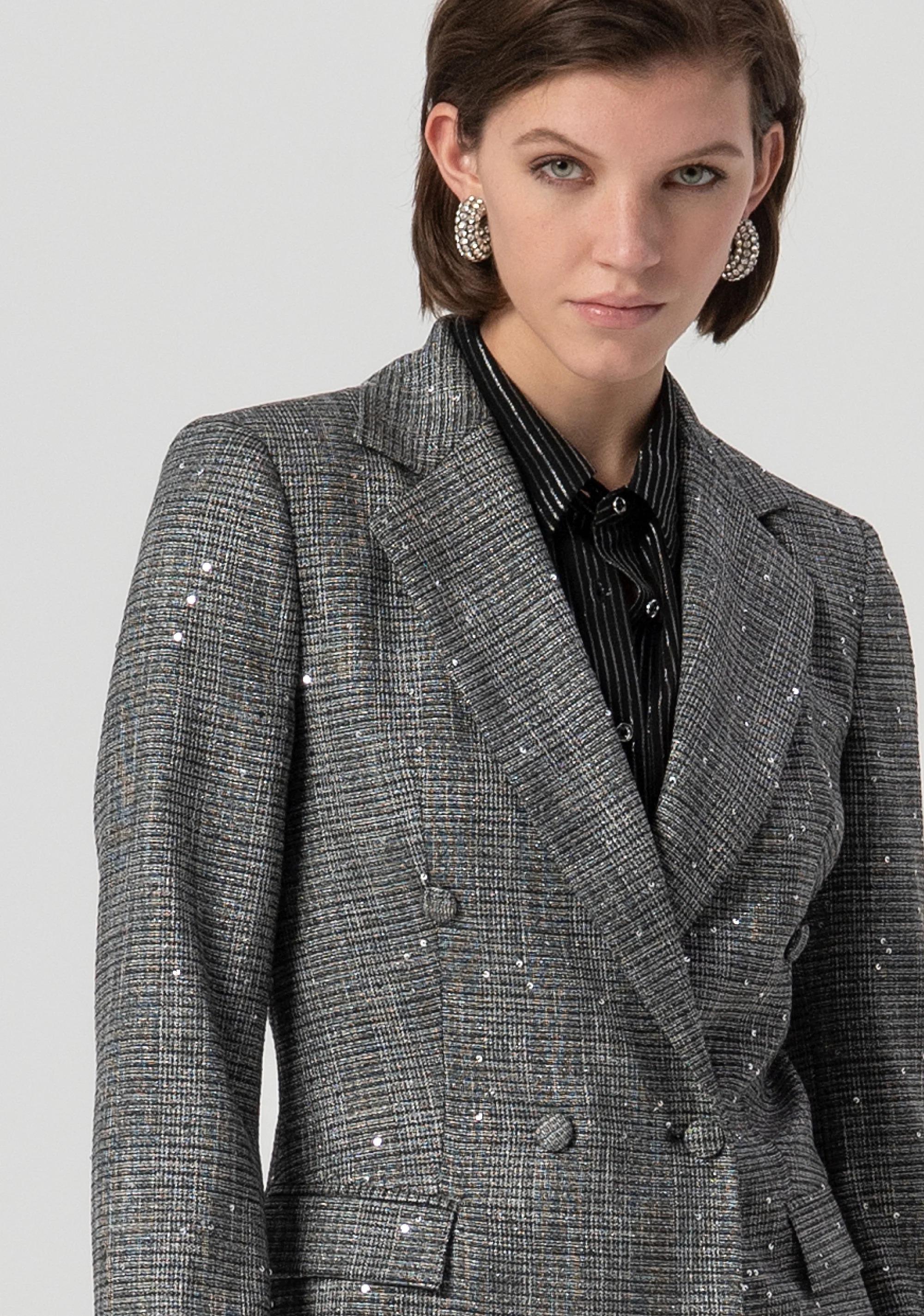 Fracomina Blazer regular doppiopetto in tweed con paillettes FS25WJ2003W821J5 053 FRACOMINA 