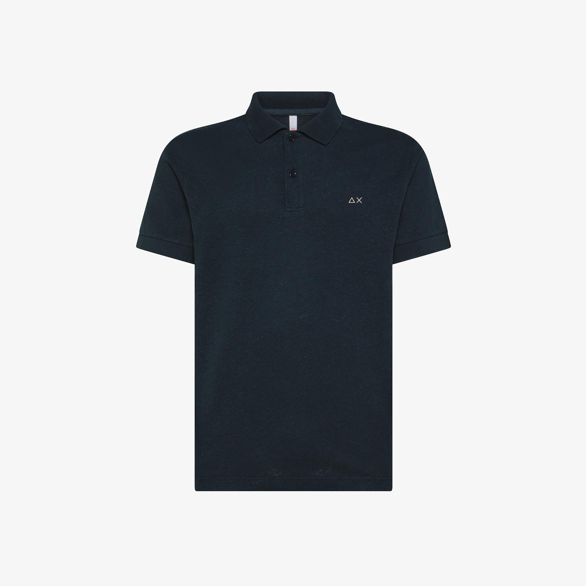 Polo sun68 in lino e cotone blu navy A35133 07 SUN 68 