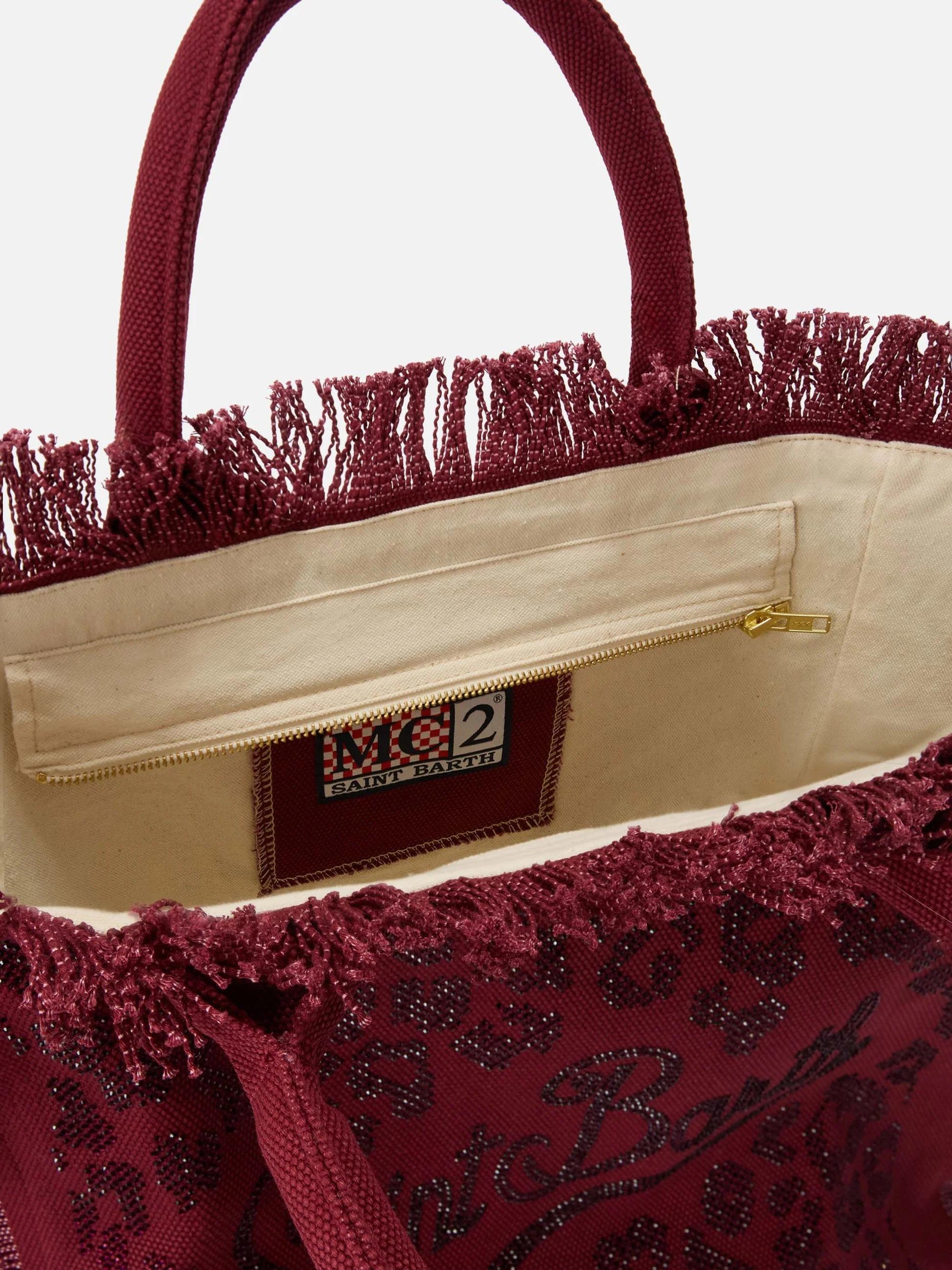 Borsa Vanity regular in canvas leopardato con strass VANI001 00269L MC2 SAINT BARTH 