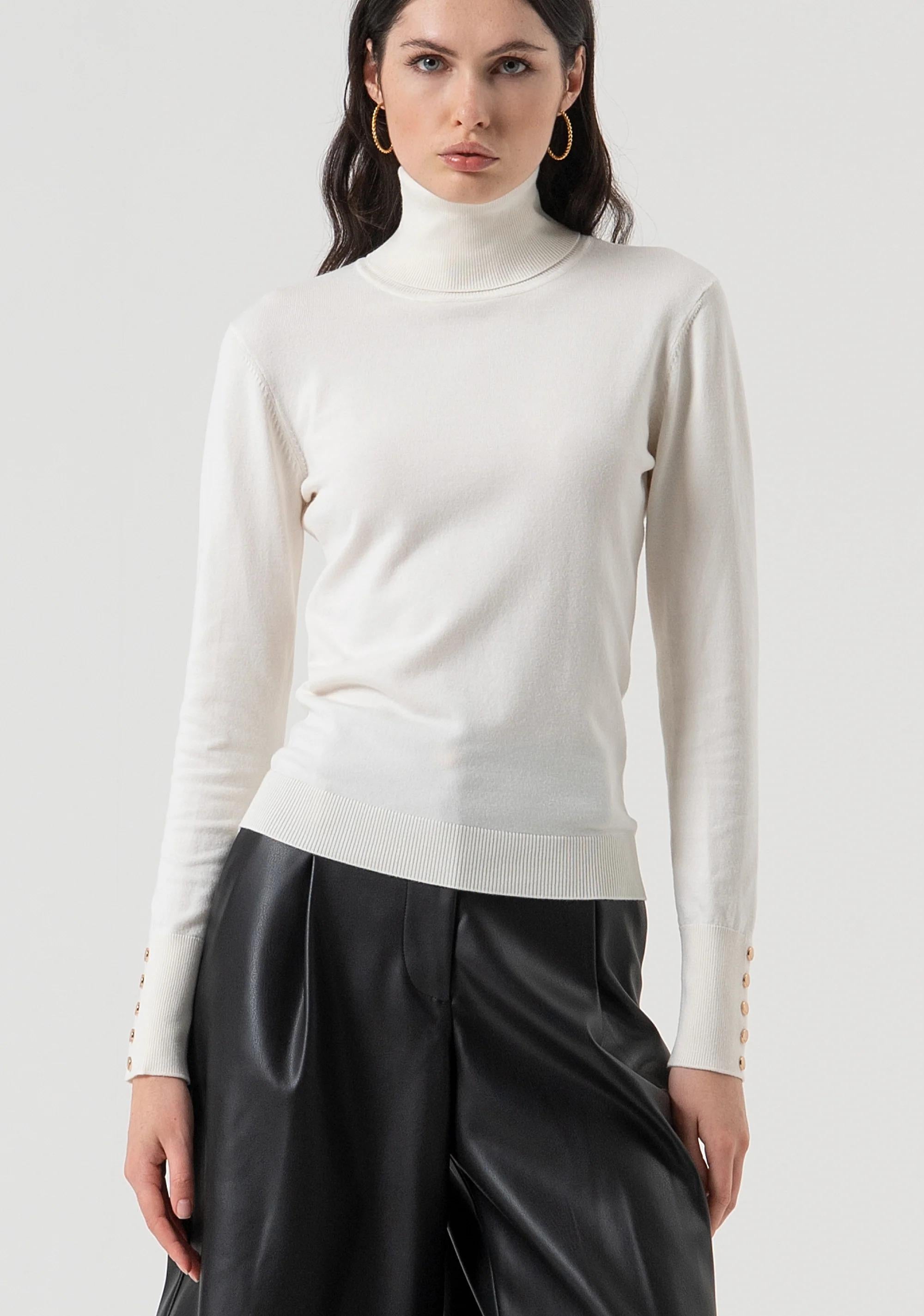 Fracomina Maglia regular con collo alto cream FR25WT7001K42101 108 FRACOMINA 