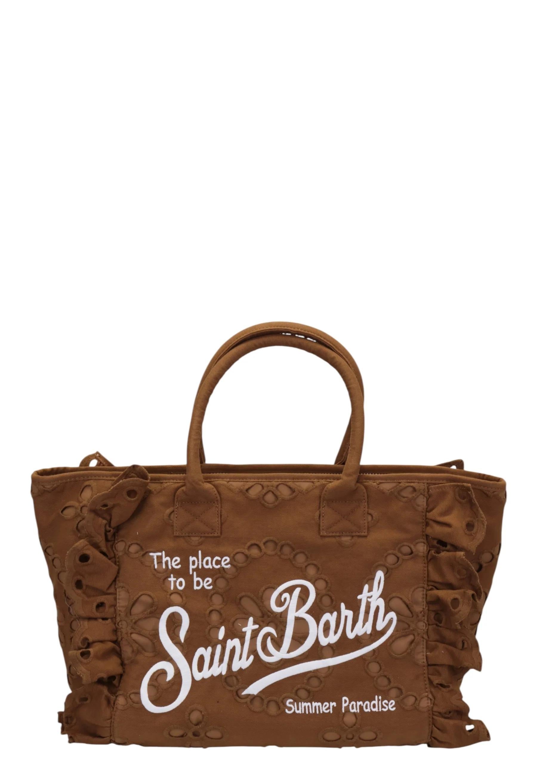 Mc2 Saint Barth - Borsa Mare Vanity Volant N Marrone 09058l Sangallo 19 Emb VANI0029 09058L MC2 SAINT BARTH 