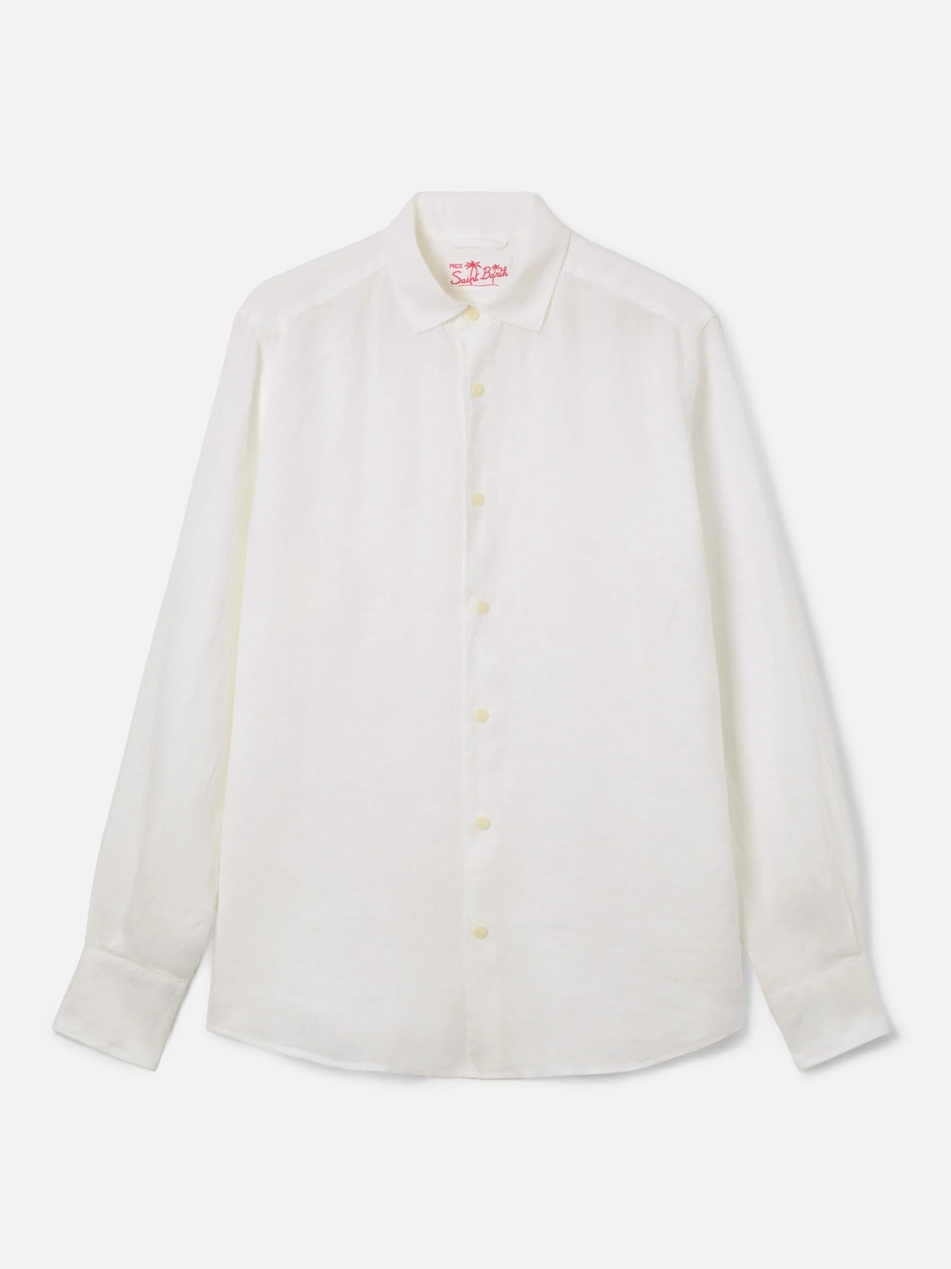 Camicia Pamplona in lino bianco PAMP001 01457L MC2 SAINT BARTH 