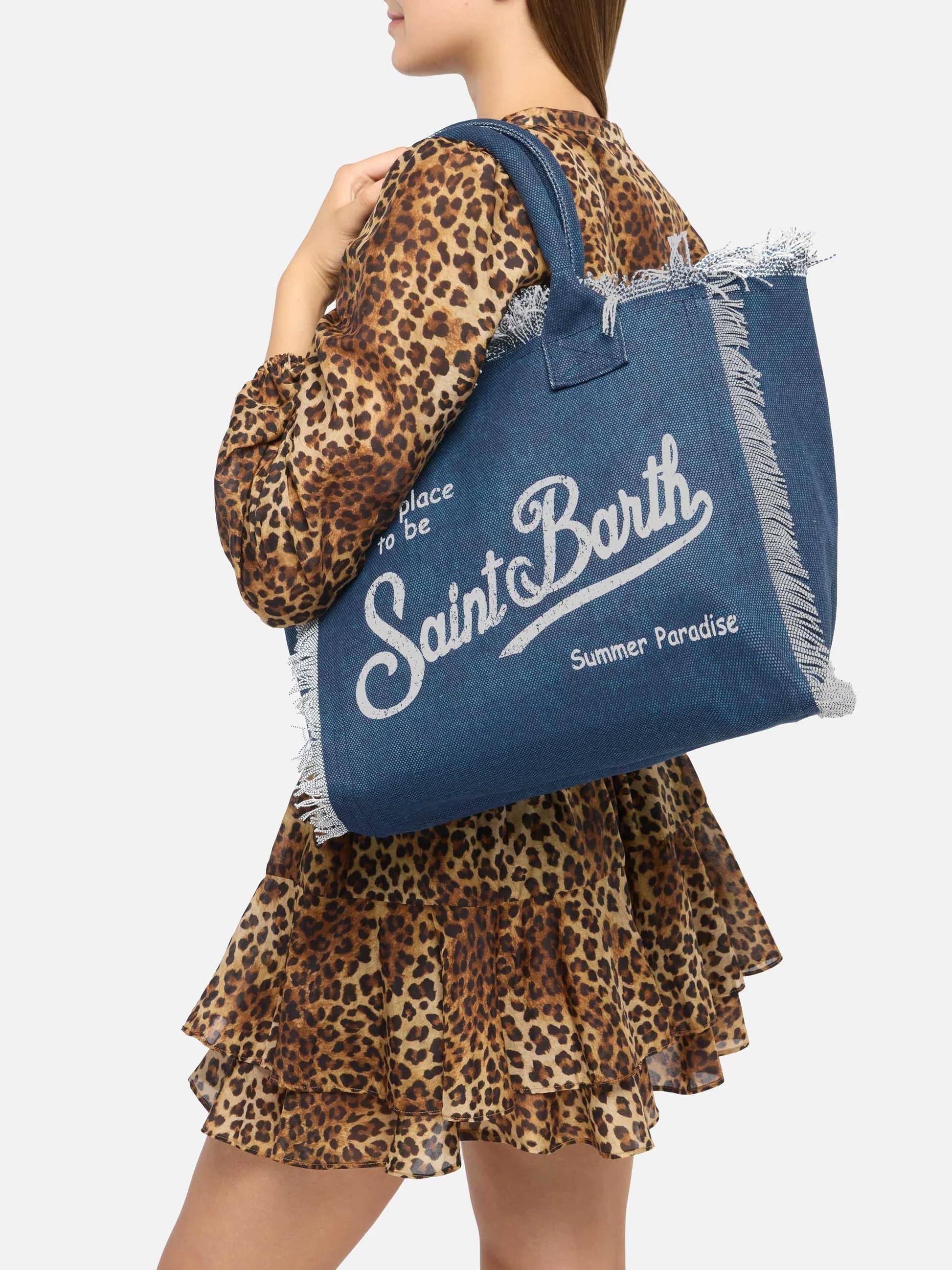 Borsa a spalla Vanity in canvas di cotone indaco VANI001 00431L MC2 SAINT BARTH 