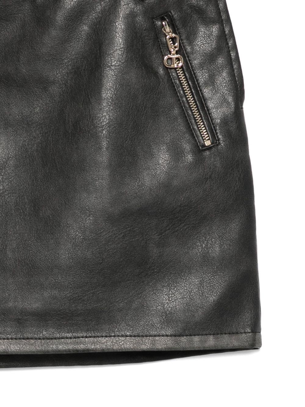 Minigonna effetto pelle con tasche nera 252GJ2081 00006 TWINSET 