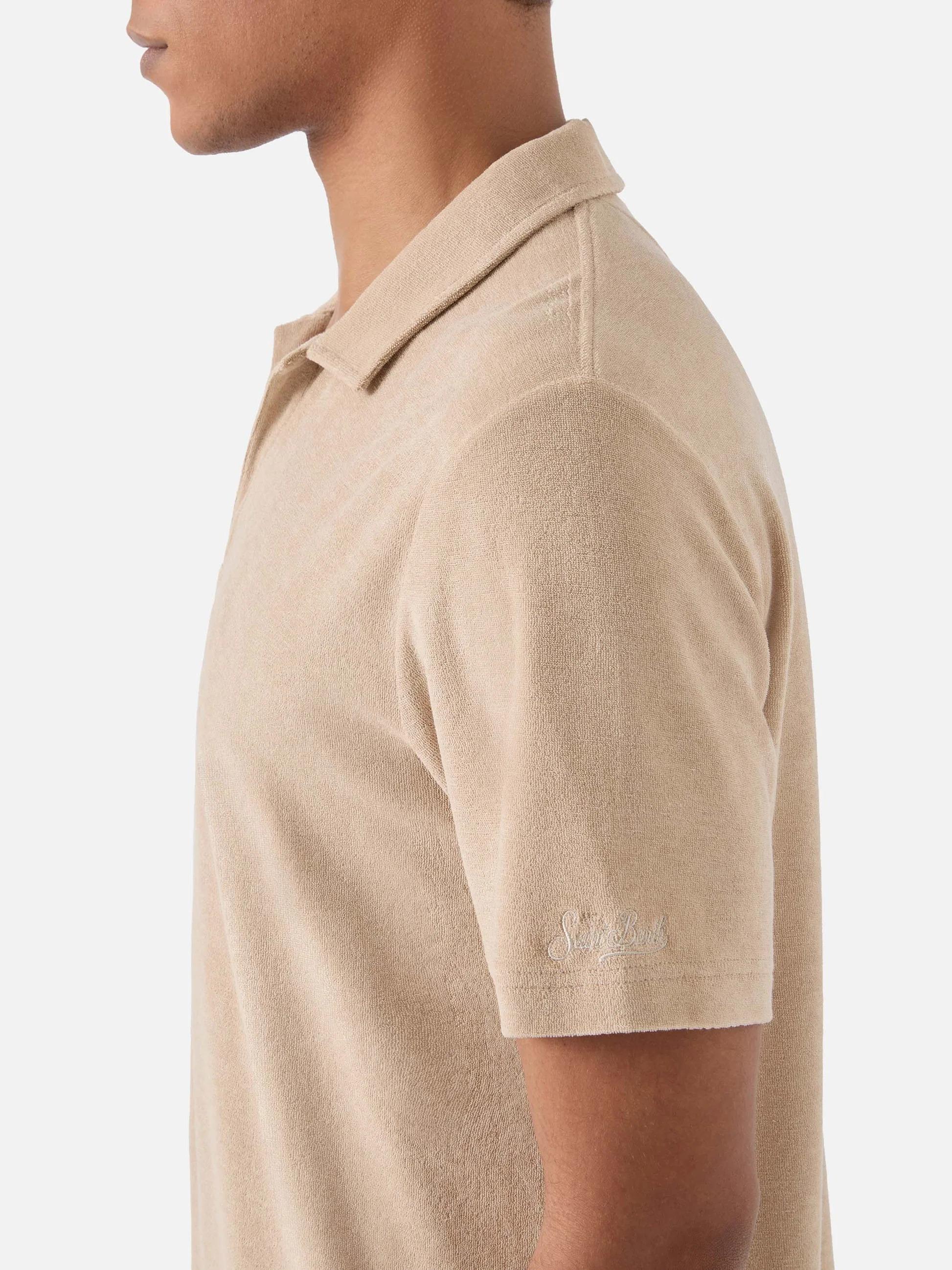 Polo Jeremy in cotone effetto spugna beige JER0001 00152L MC2 SAINT BARTH 