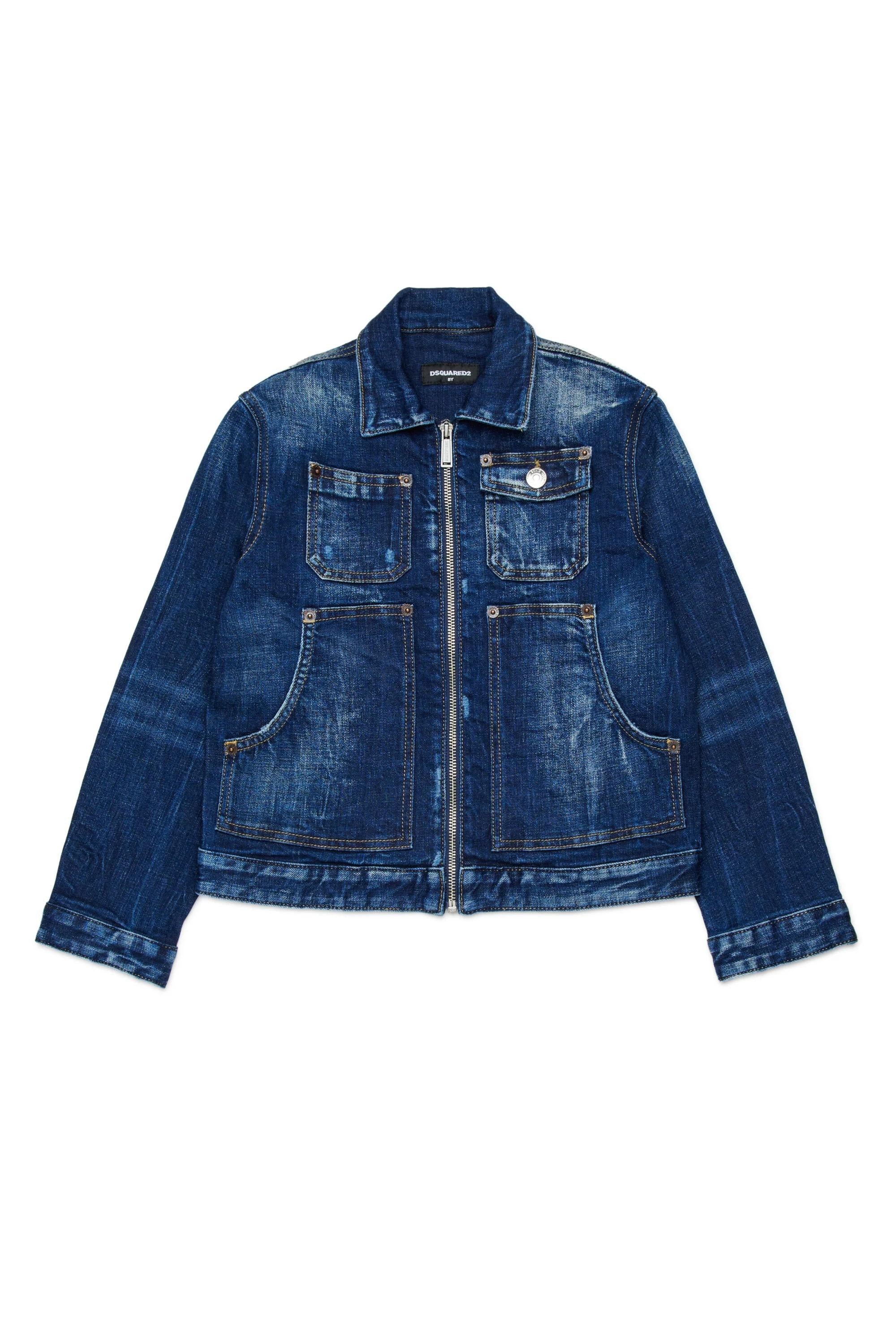 DSQUARED2<BR/>Giacca in denim con logo stampato DQ3239-D0AFS DQ01 DSQUARED2 KID 