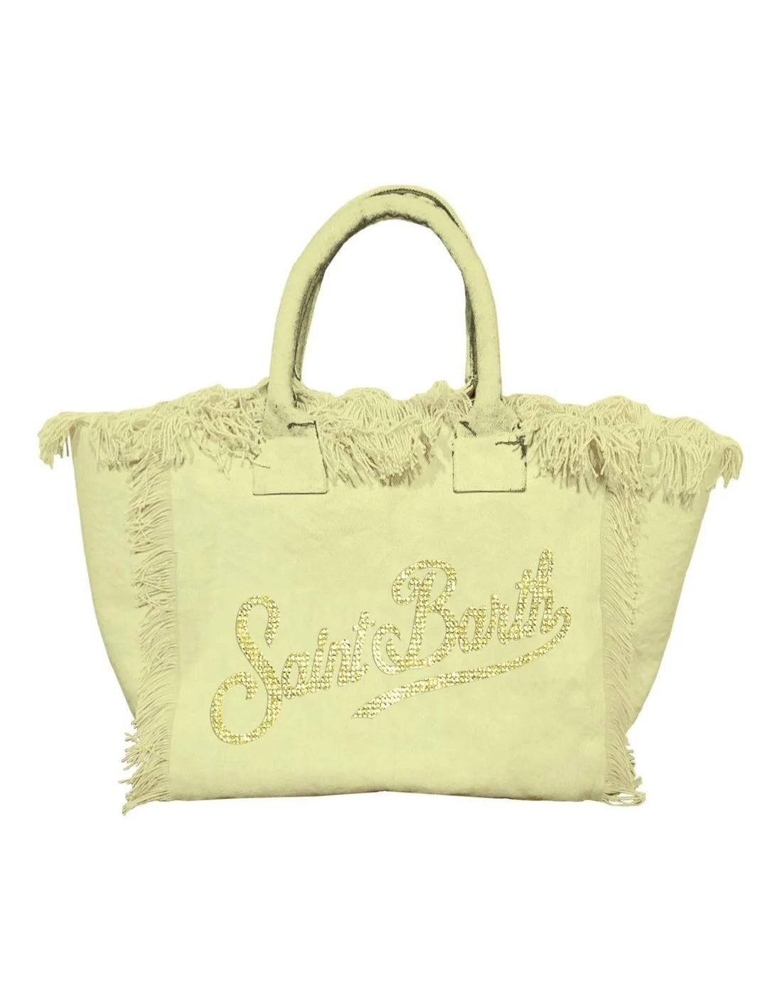 Borsa Colette in canvas gialla con logo in strass COL0001 07485L MC2 SAINT BARTH 
