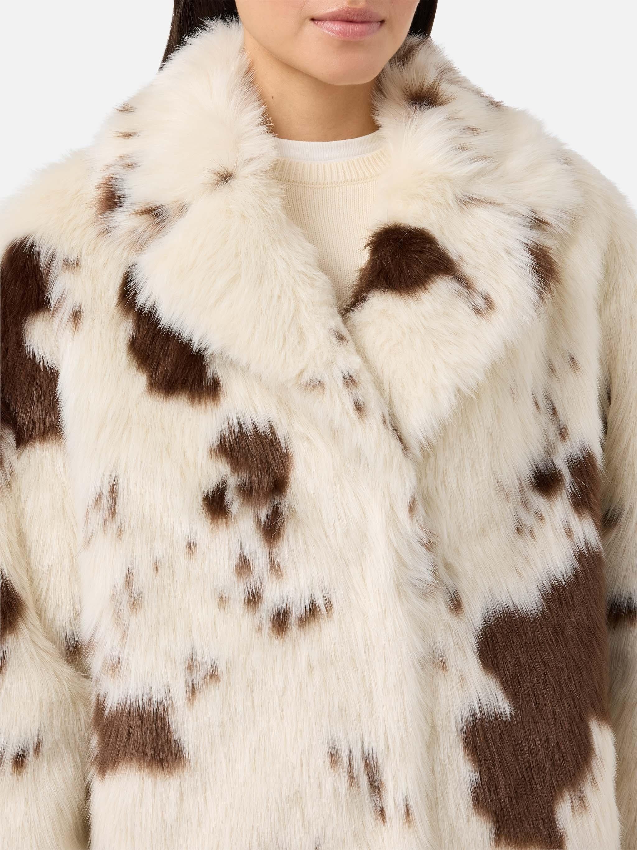 Cappotto Rouge in faux fur con stampa muccata RUG0001 00234I MC2 SAINT BARTH 