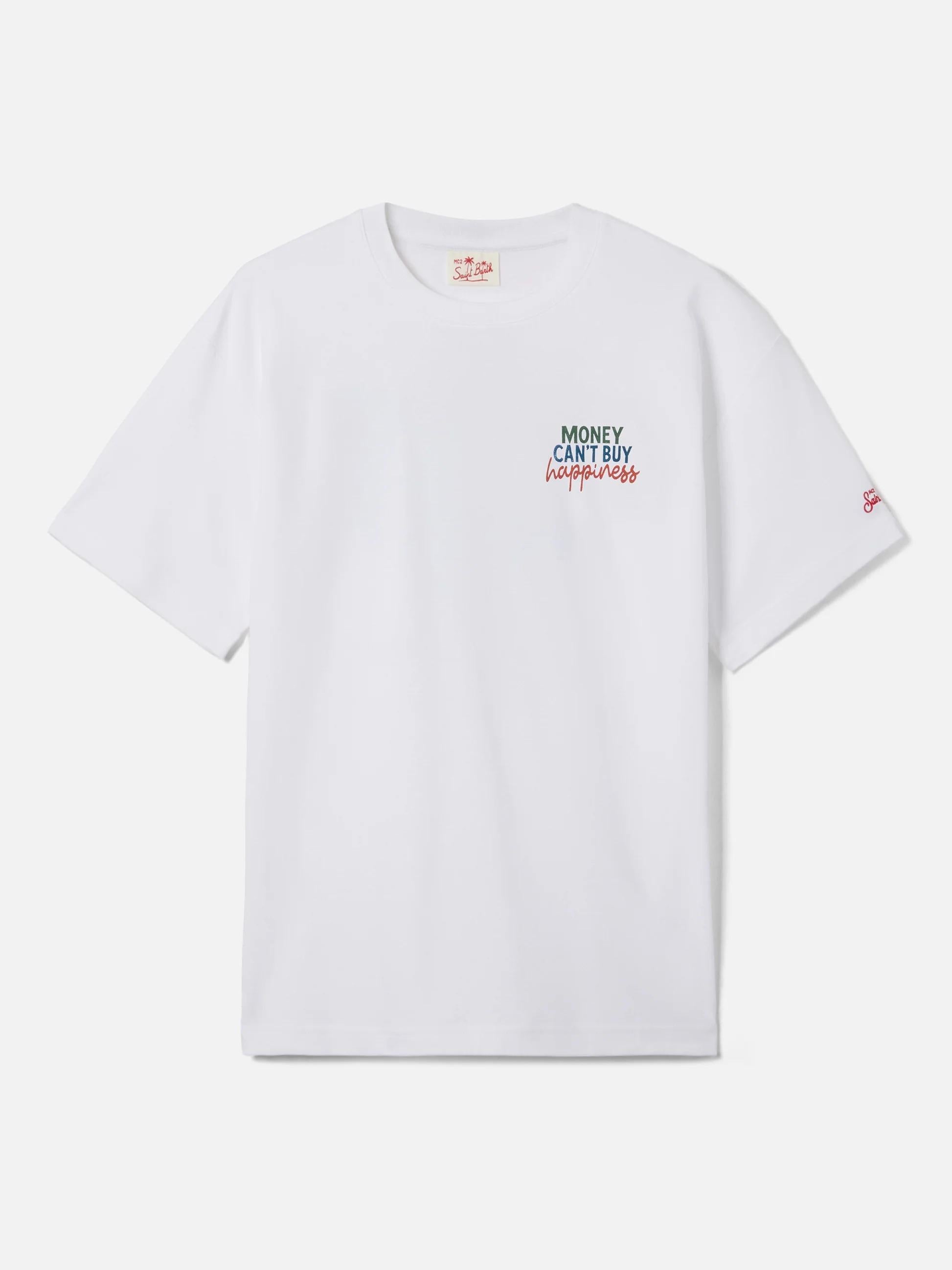 T-shirt Delmar con stampa Money Cant Buy Happiness e maxi grafica sul retro DLR0001 01525L MC2 SAINT BARTH 