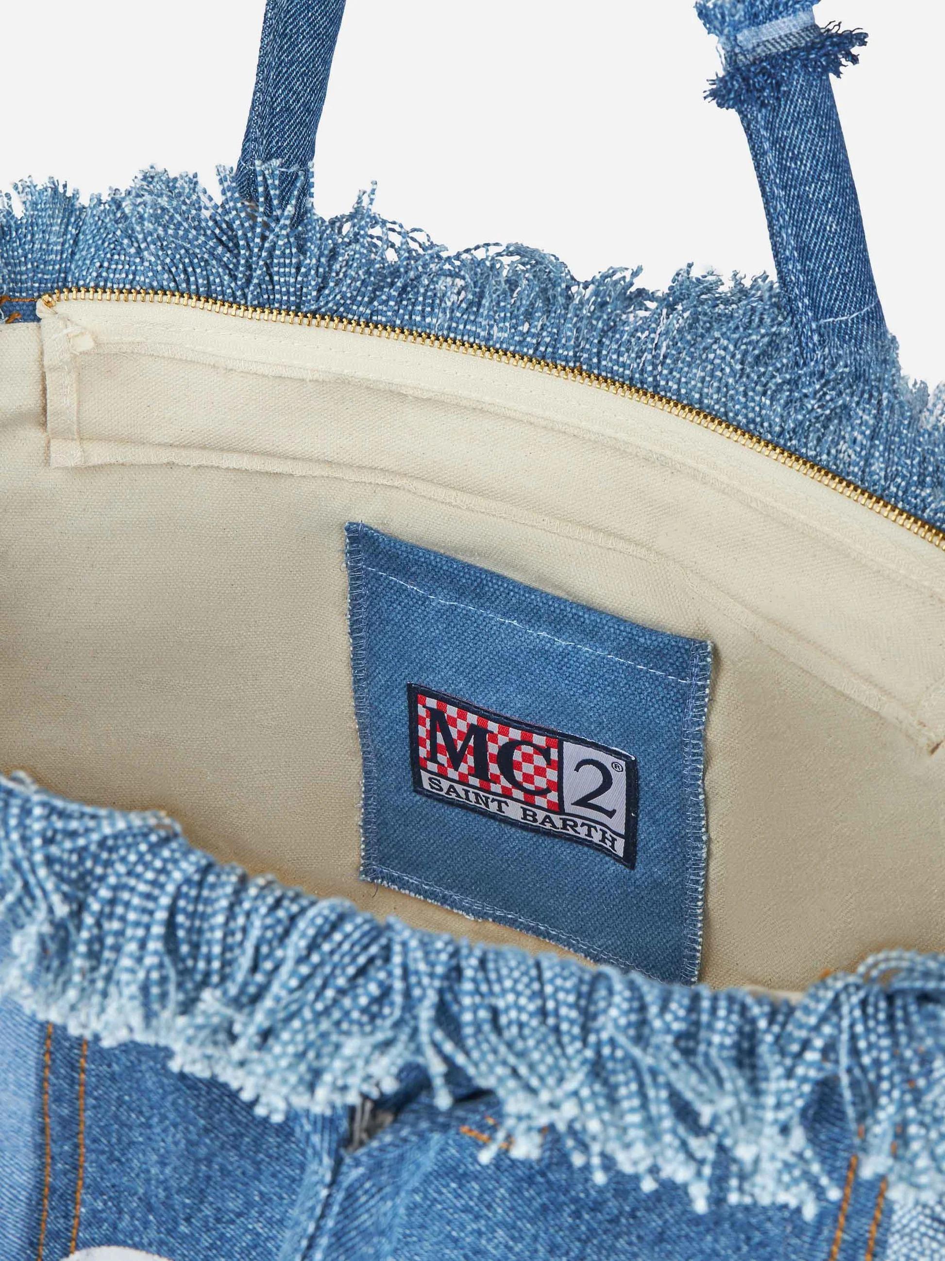 Borsa a spalla Vanity in canvas di cotone denim patchwork VANI001 00402L MC2 SAINT BARTH 