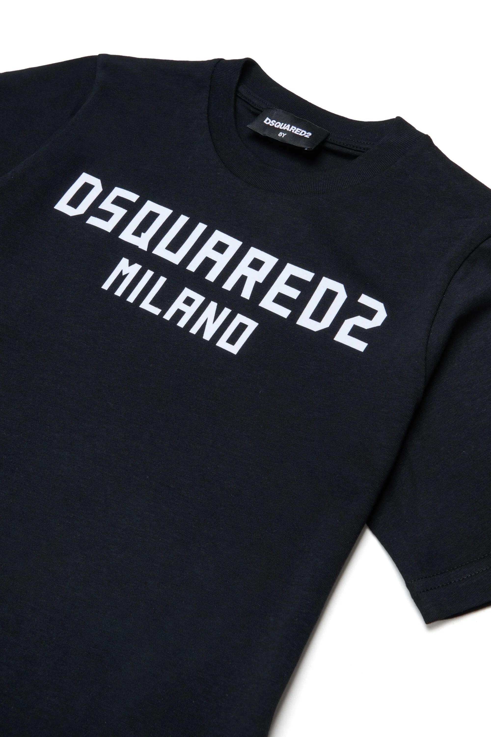 DSQUARED2<BR/>T-shirt con logo stampato sul petto nera DQ3164-D0015 DQ900 DSQUARED KID 