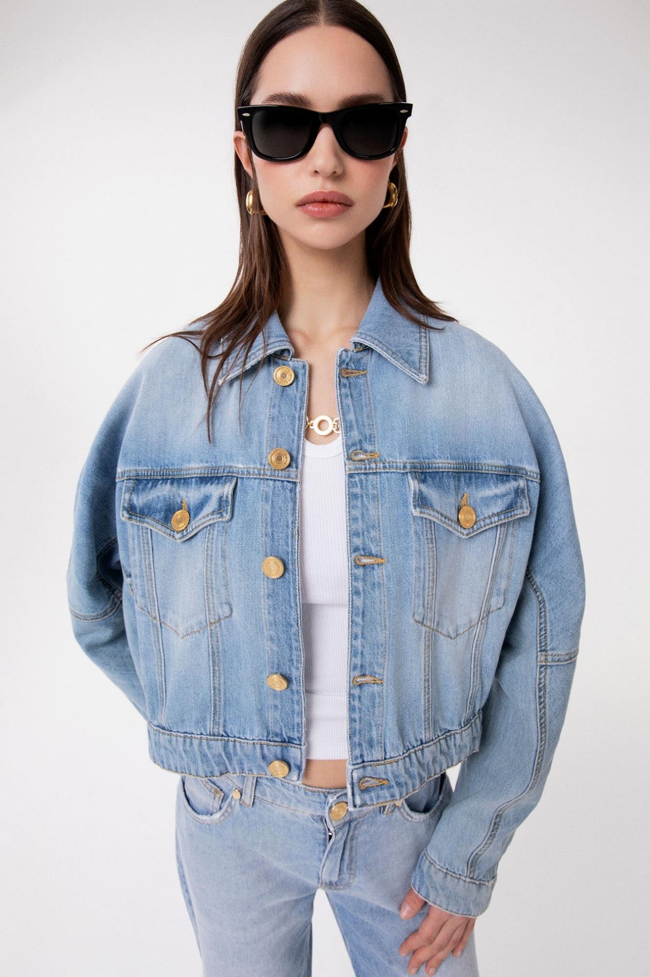 Giubbotto Trucker Crop In Denim  Blu - Gaëlle Paris GAABW09542-MTFI0002 BL01 GAELLE 