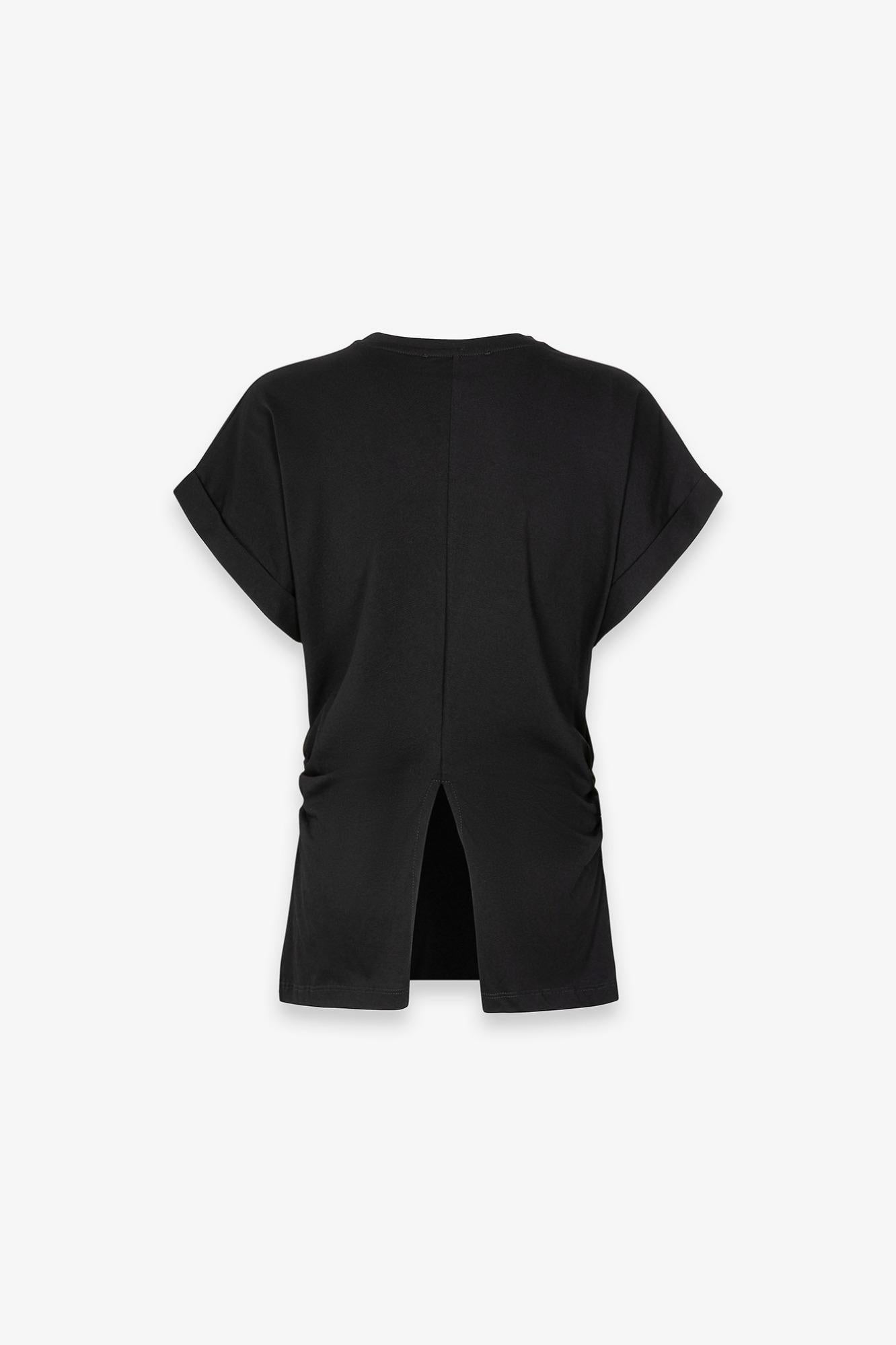 T-Shirt Paricollo Mezza Manica Con Risvolto E Logo Strass  Nero - Gaëlle Paris GAABW09372-PTTS0043 NE01 GAELLE 
