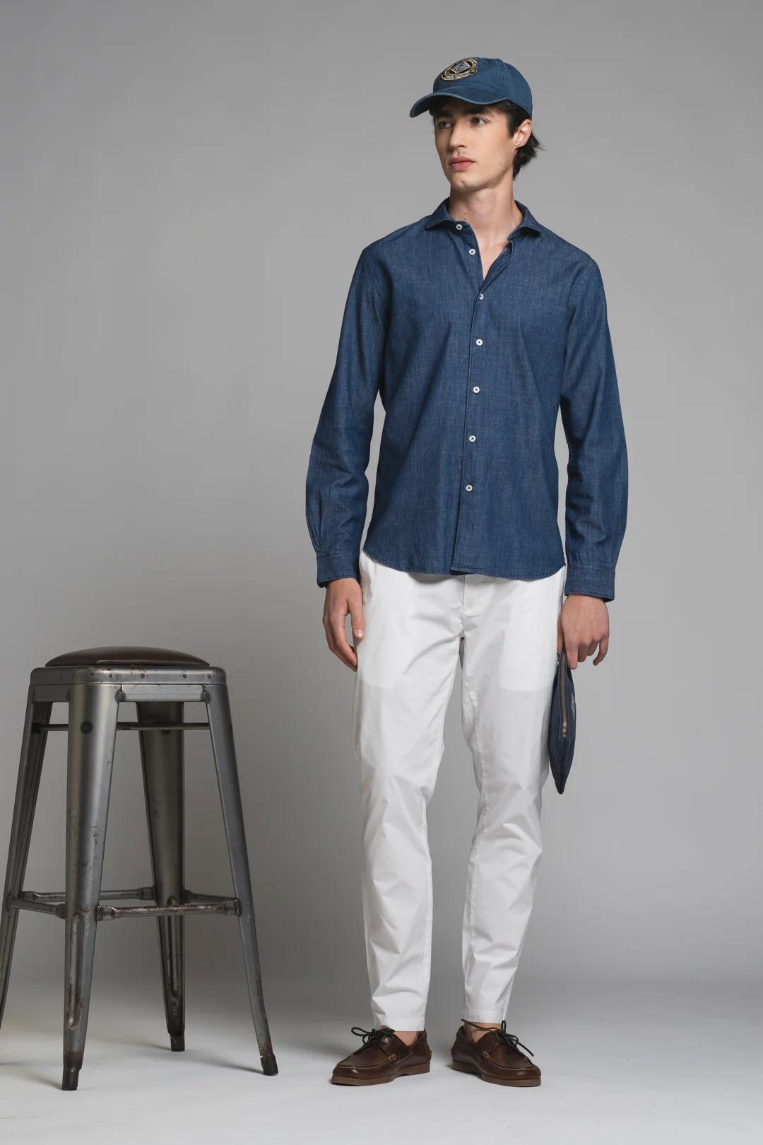 IMPURE RILEY SHIRT COLLAR FENCH IN DENIM SLUB MID BLUE IM26SSSM-RILEY-DNS 232 IMPURE 