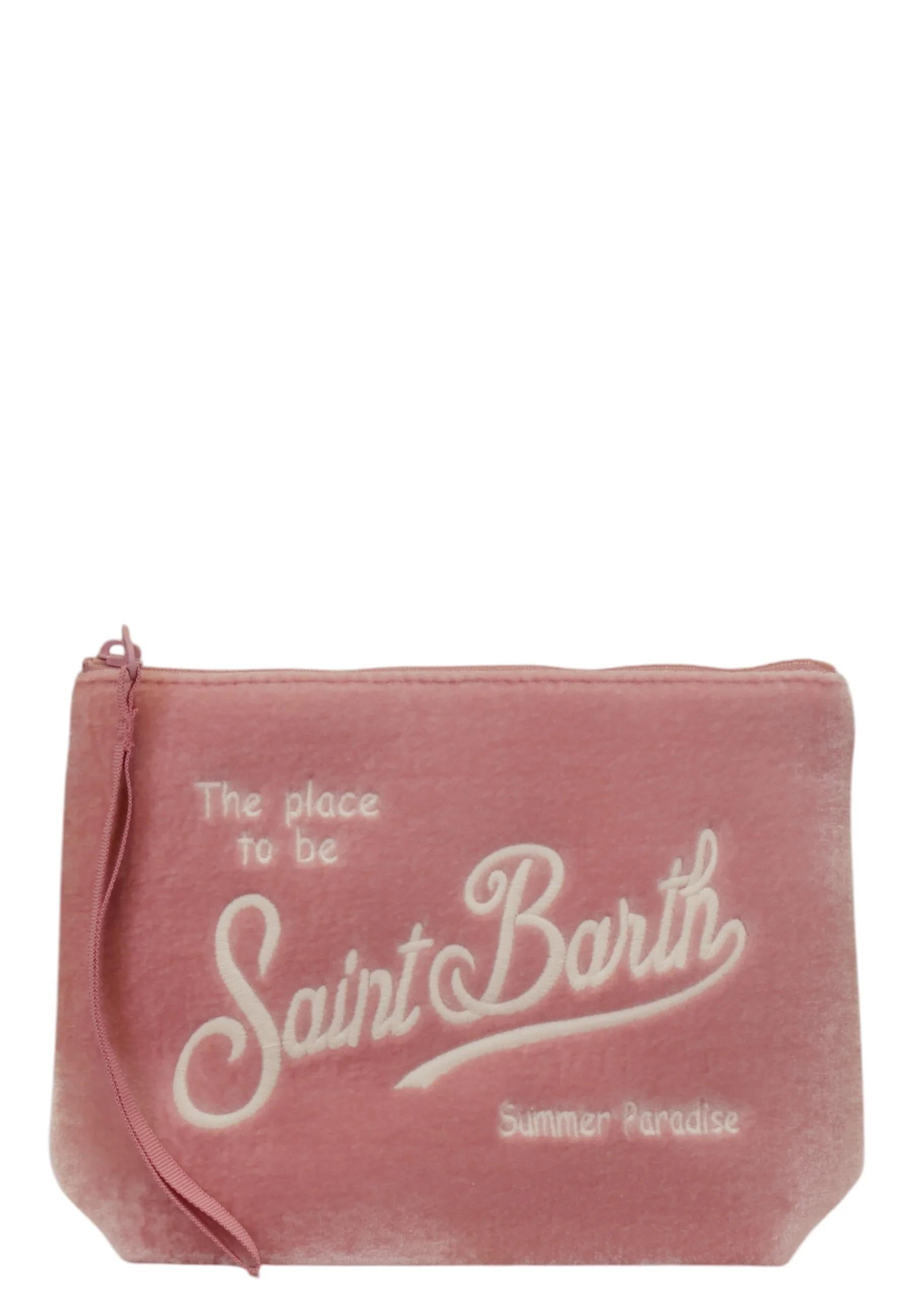 Pochette Aline in velluto ROSA con logo Saint Barth in strass ALI0014 09246L MC2 SAINT BARTH 