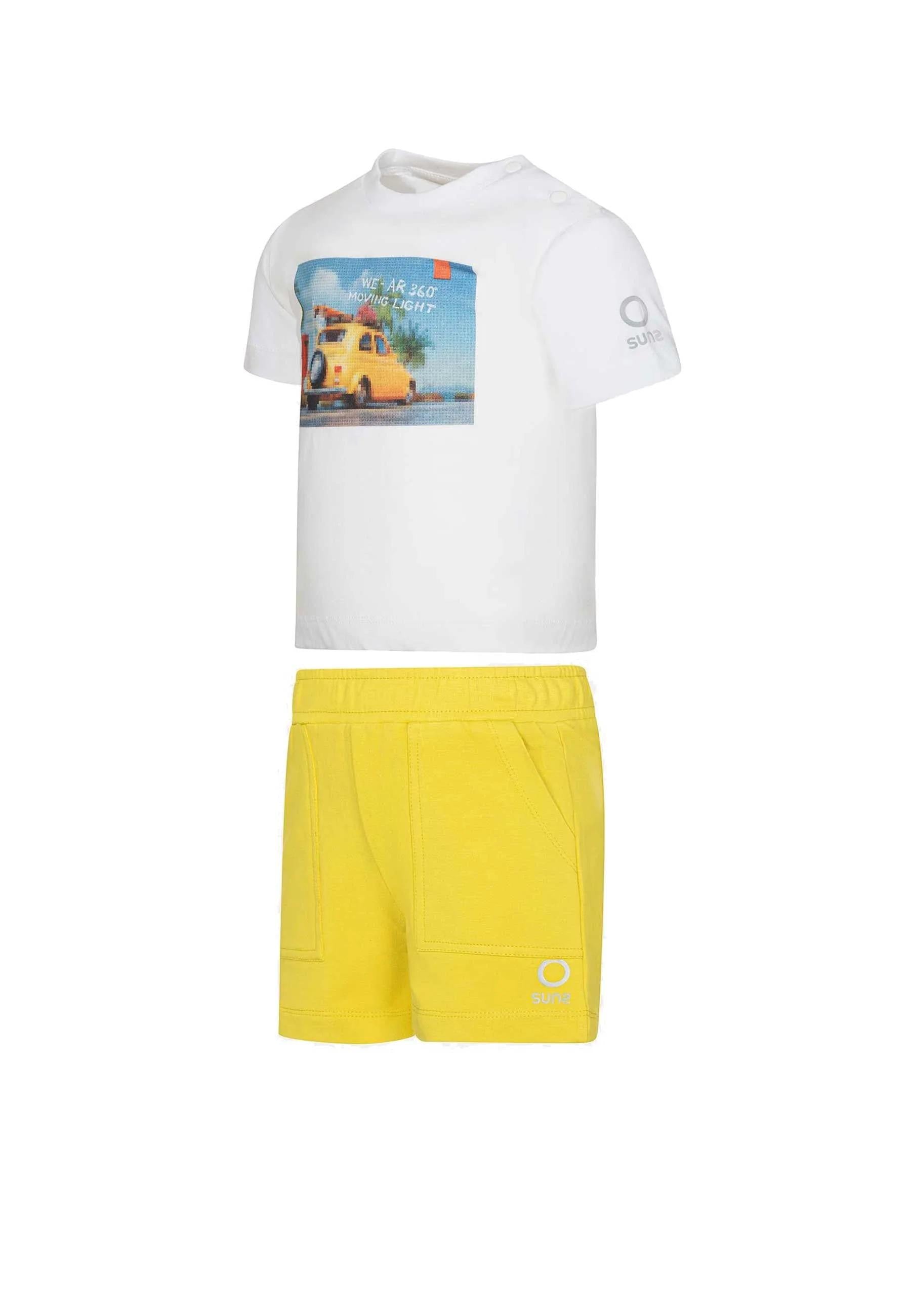 Suns Completo Sportivo T-shirt Girocollo con Stampa e Bermuda COMS6104U WHITE/OCRA SUNS 