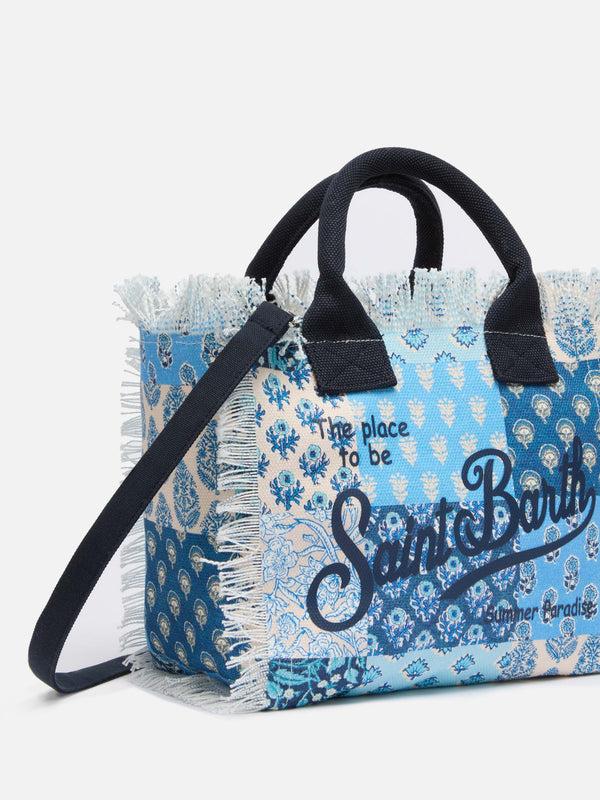Borsa Colette in canvas di cotone con stampa patch floreale COL0001 01021H MC2 SAINT BARTH 