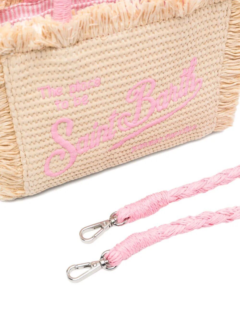 Mc2 Saint Barth borsa vanity mini in rafia beige con logo rosa VAMI009L 00415L MC2 SAINT BARTH 