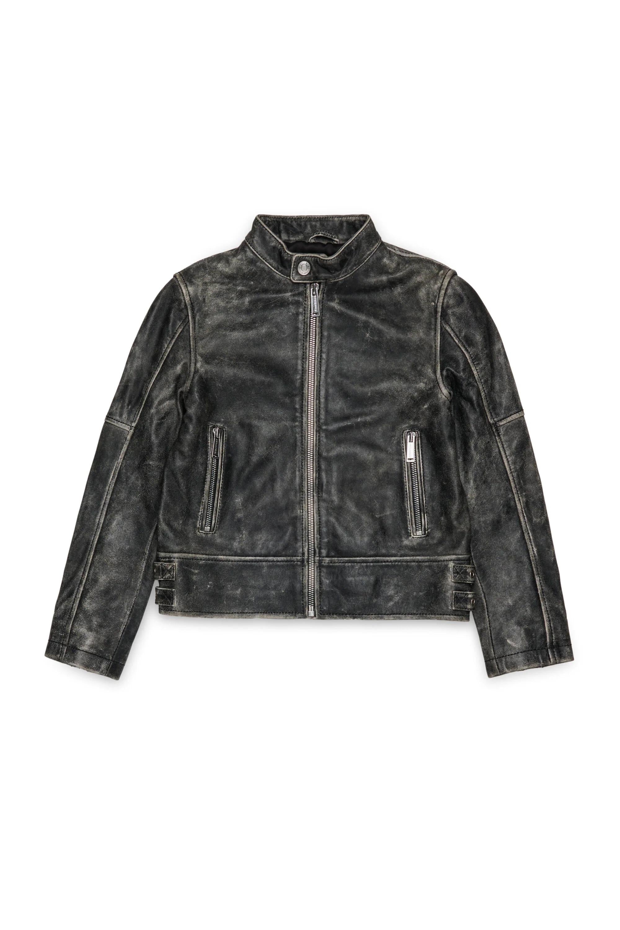 Giacca biker in pelle effetto vissuto DQ3047-D0AFA DQ900 DSQUARED KID 