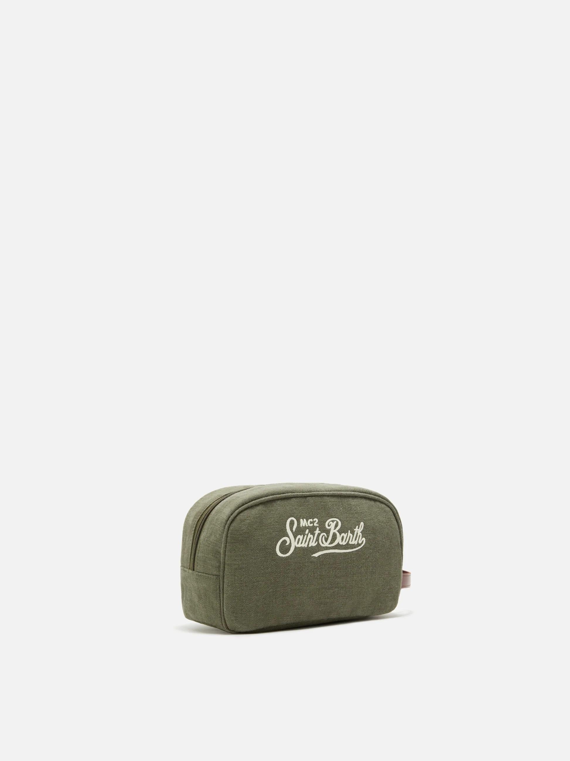 Beauty Bag Westwood in lino verde con logo ricamato WES0005 00412L MC2 SAINT BARTH 