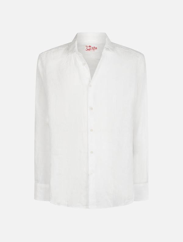 Camicia Da Uomo In Lino Bianco Pamplona PAMP001 0896H MC2 SAINT BARTH 