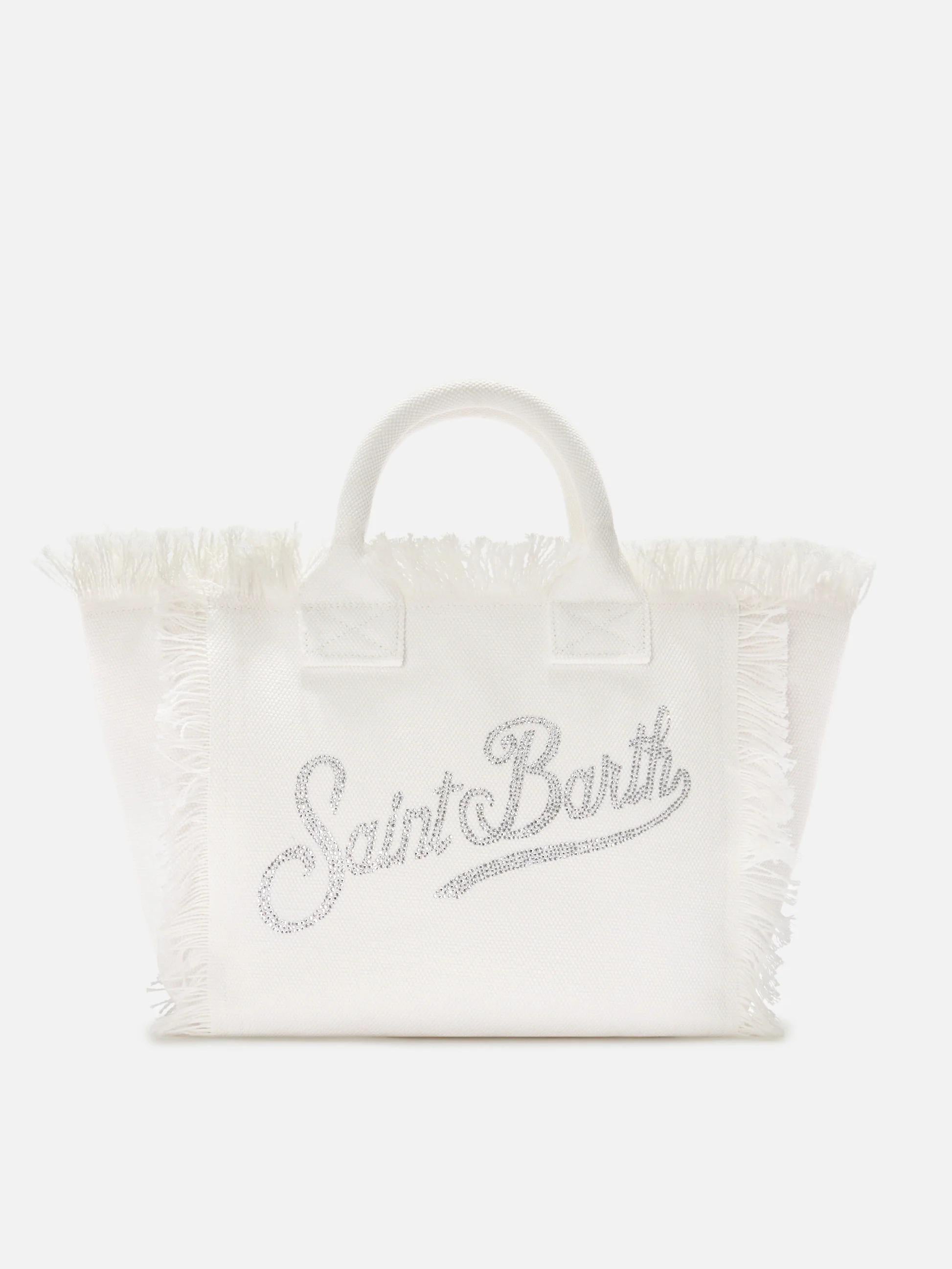Borsa Colette in canvas bianca con logo in strass COL0001 02571L MC2 SAINT BARTH 