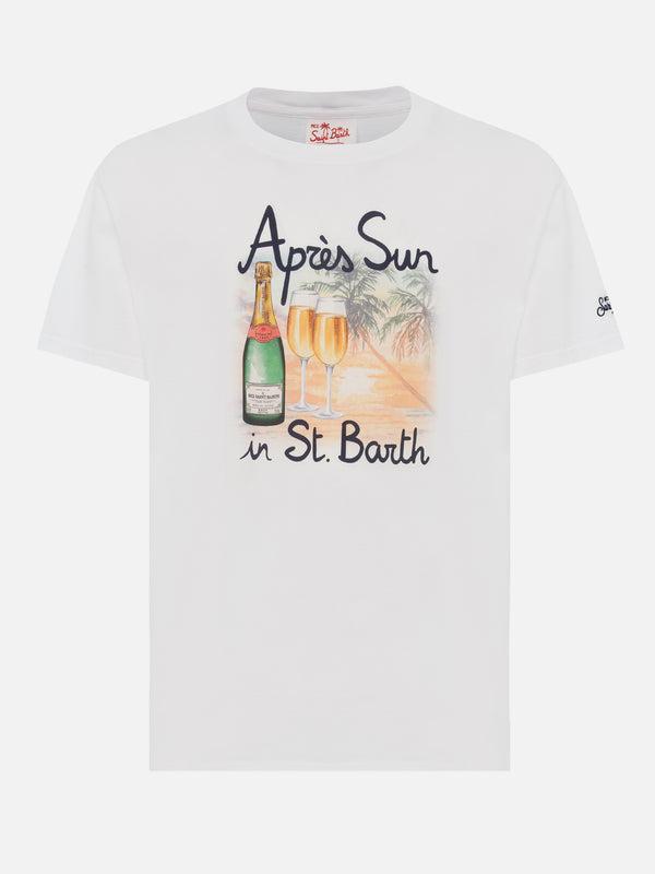 T-shirt Man In Cotone Bianca Con Stampa Après Sun in St. Barth TSHM001 05691H MC2 SAINT BARTH 