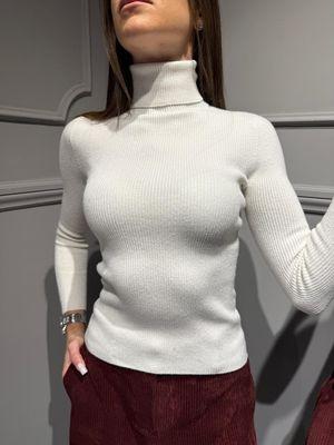 Vicolo - Maglia costine collo alto Art. 77314F panna 77314F PANNA VICOLO 