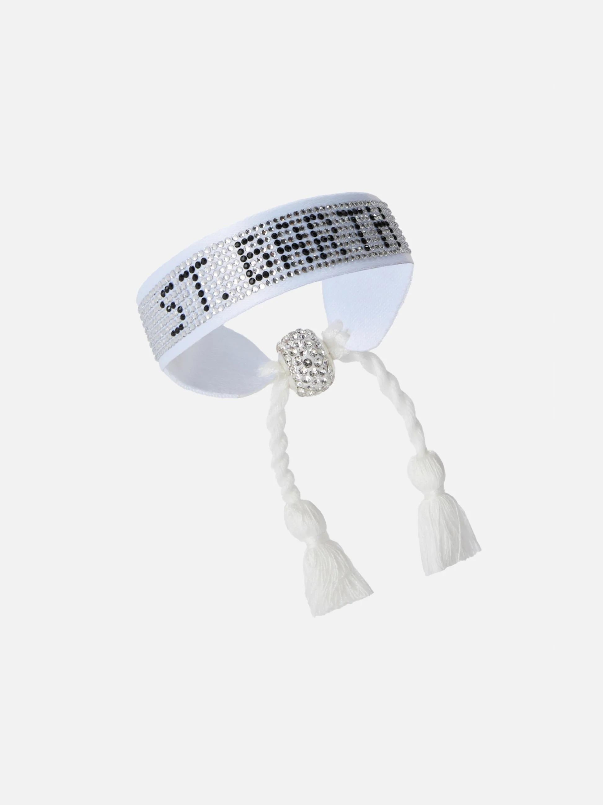 Bracciale in tessuto con lettering St. Barth in perline bianche STBRACE 02825L MC2 SAINT BARTH 