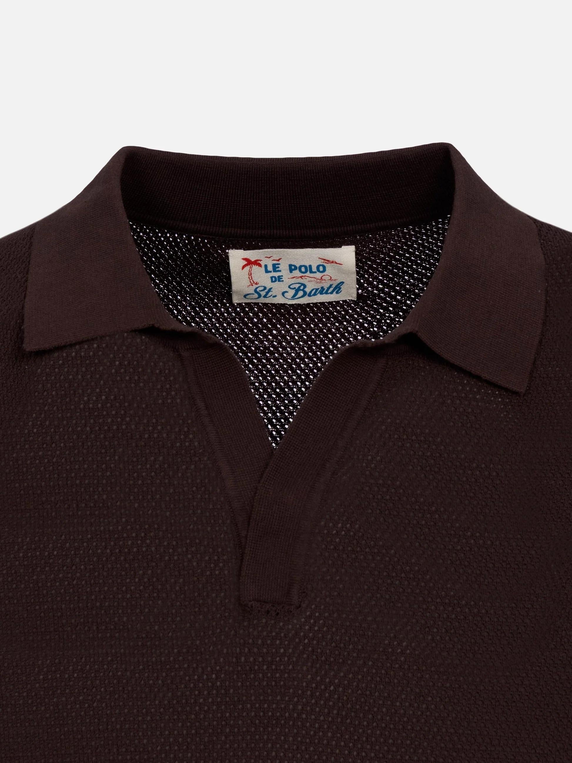 Polo Sloan senza bottoni in maglia a rete marrone SLO0009 00098L MC2 SAINT BARTH 