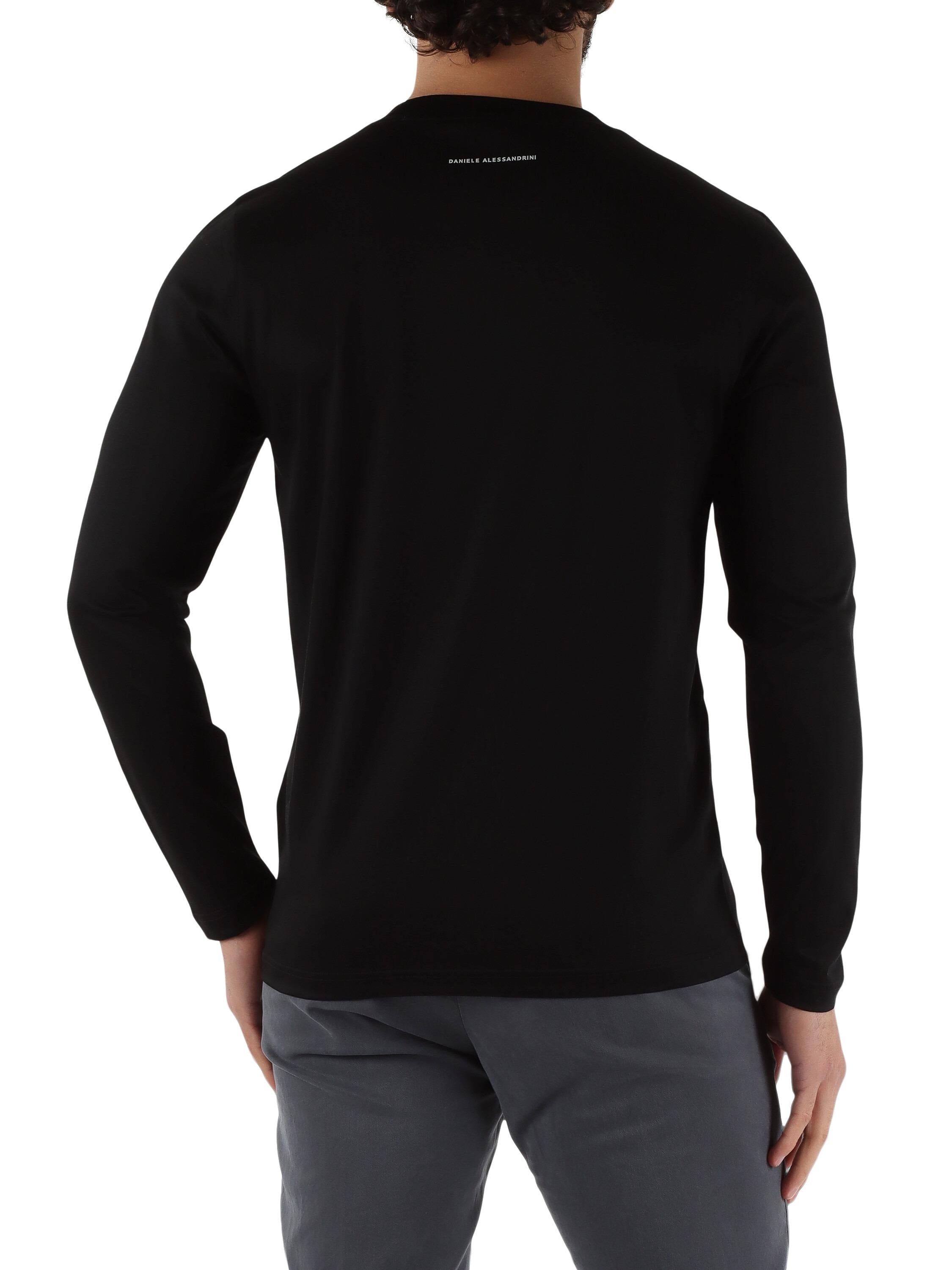 DANIELE ALESSANDRINI<BR/>T-shirt maniche lunghe in cotone e modal black DA1FW26T005 101 DANIELE ALESSANDRINI 