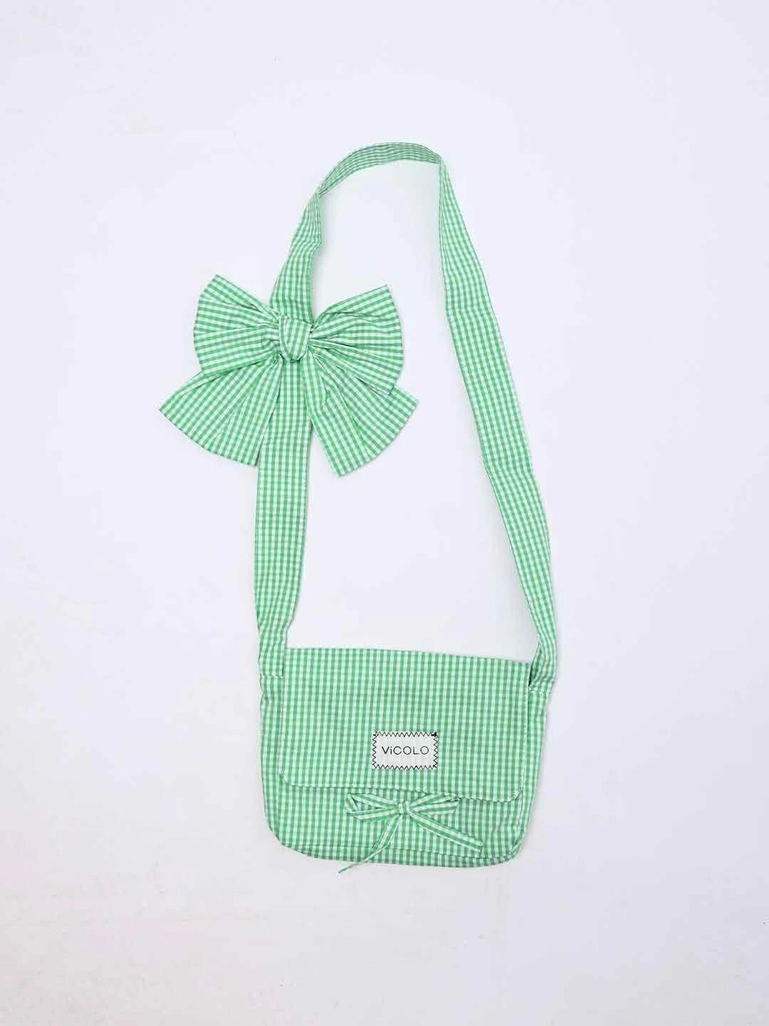 Vicolo pochette kids verde a quadretti con fiocco 3146BP00418 GREEN VICOLO 