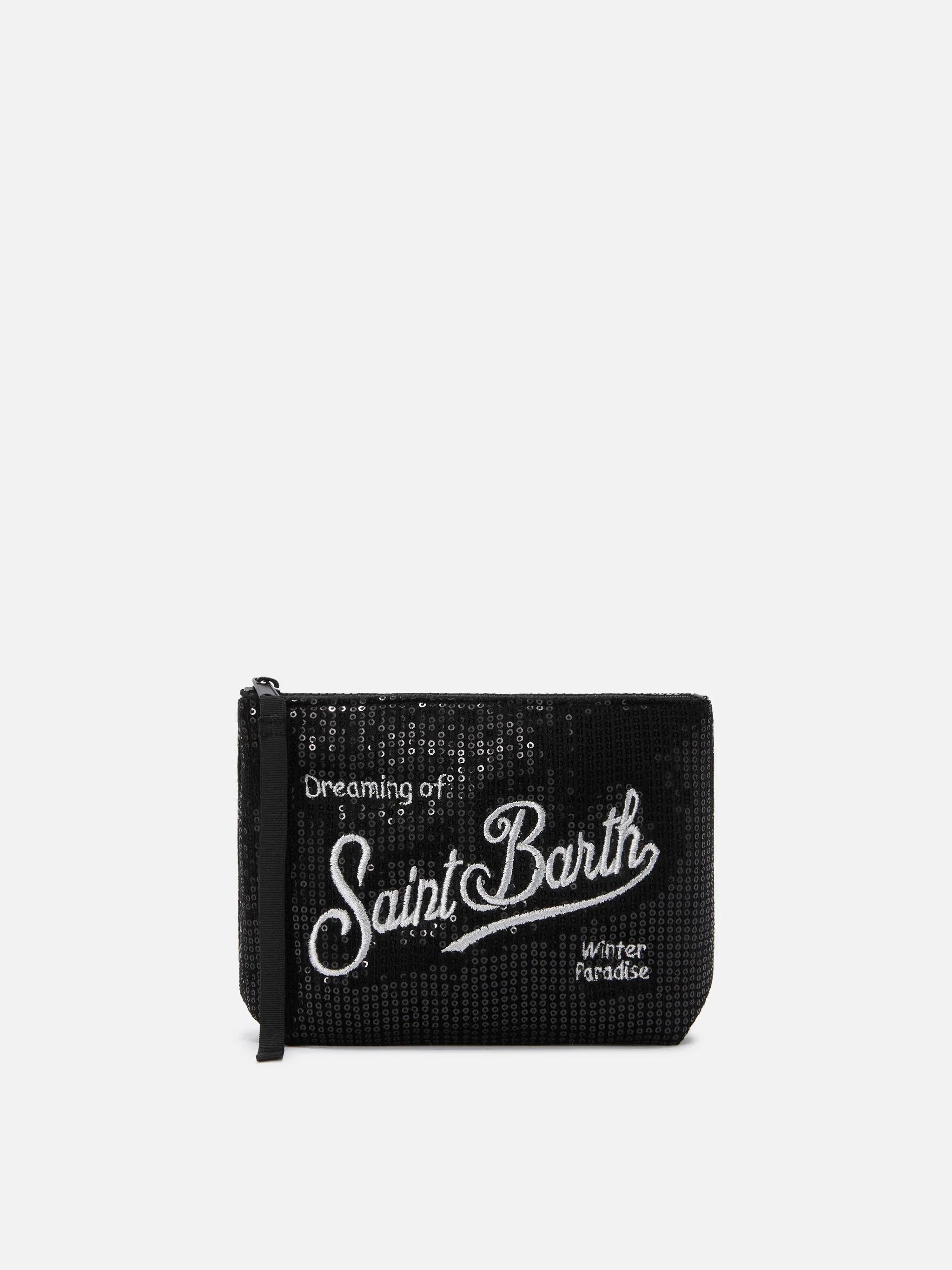 Pochette Aline Velvet Paillettes nera ALI0030 00207I MC2 SAINT BARTH 
