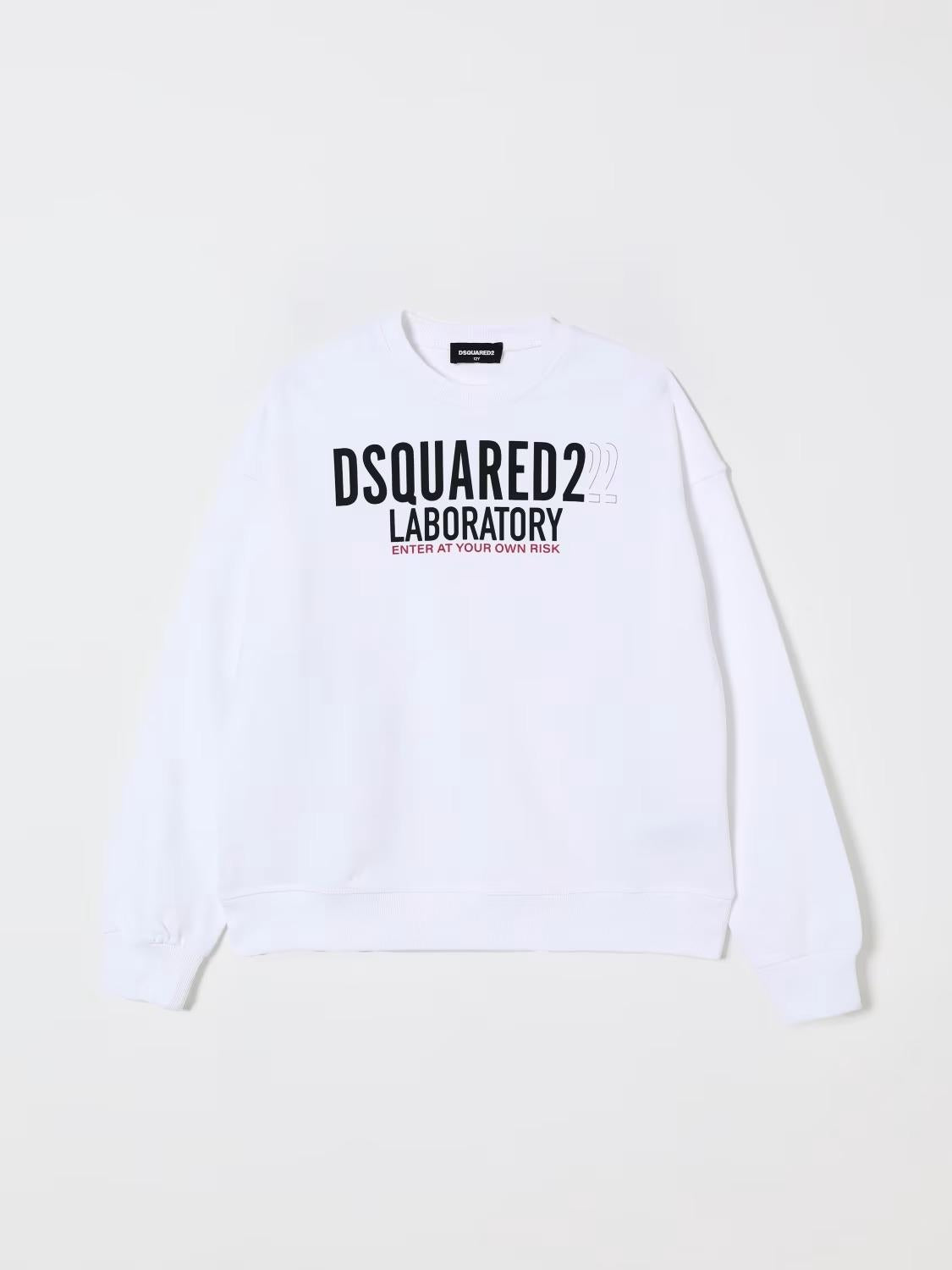 DSQUARED2<BR/>Felpa girocollo con logo del laboratorio bianca DQ3006-D0ACC DQ100 DSQUARED KID 