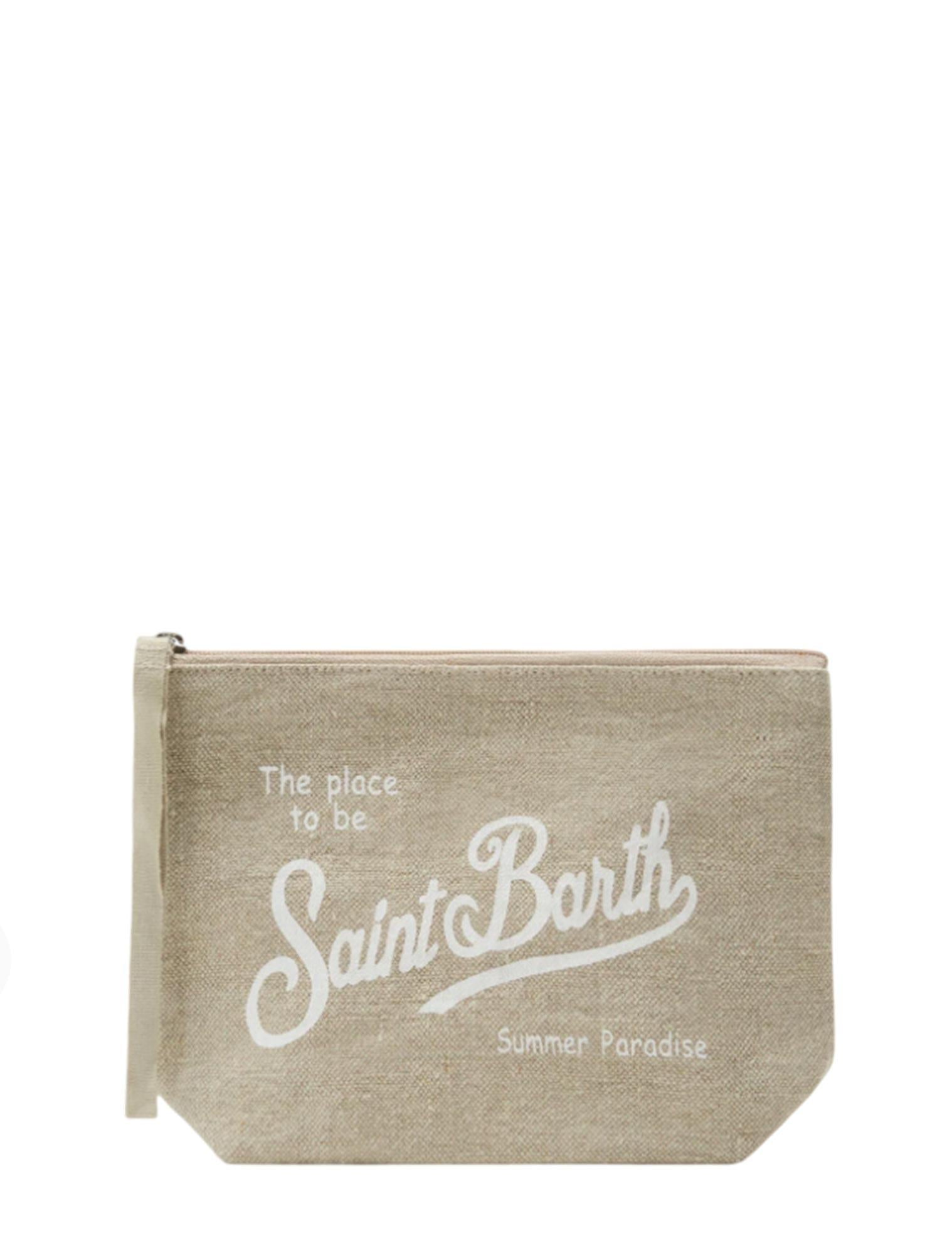 Saint Barth<BR/>Pochette Aline Linen Beige ALI0004 01139L MC2 SAINT BARTH 