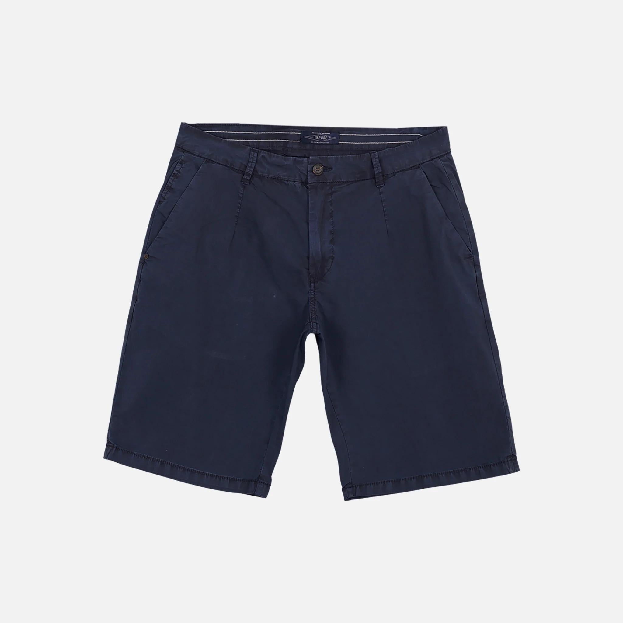 IMPURE Short Uomo KURT POP P-EO cotone comfort in tinta unita con dettagli pinces 01 NAVY IM26SSBM-KURT-POP C01 IMPURE 