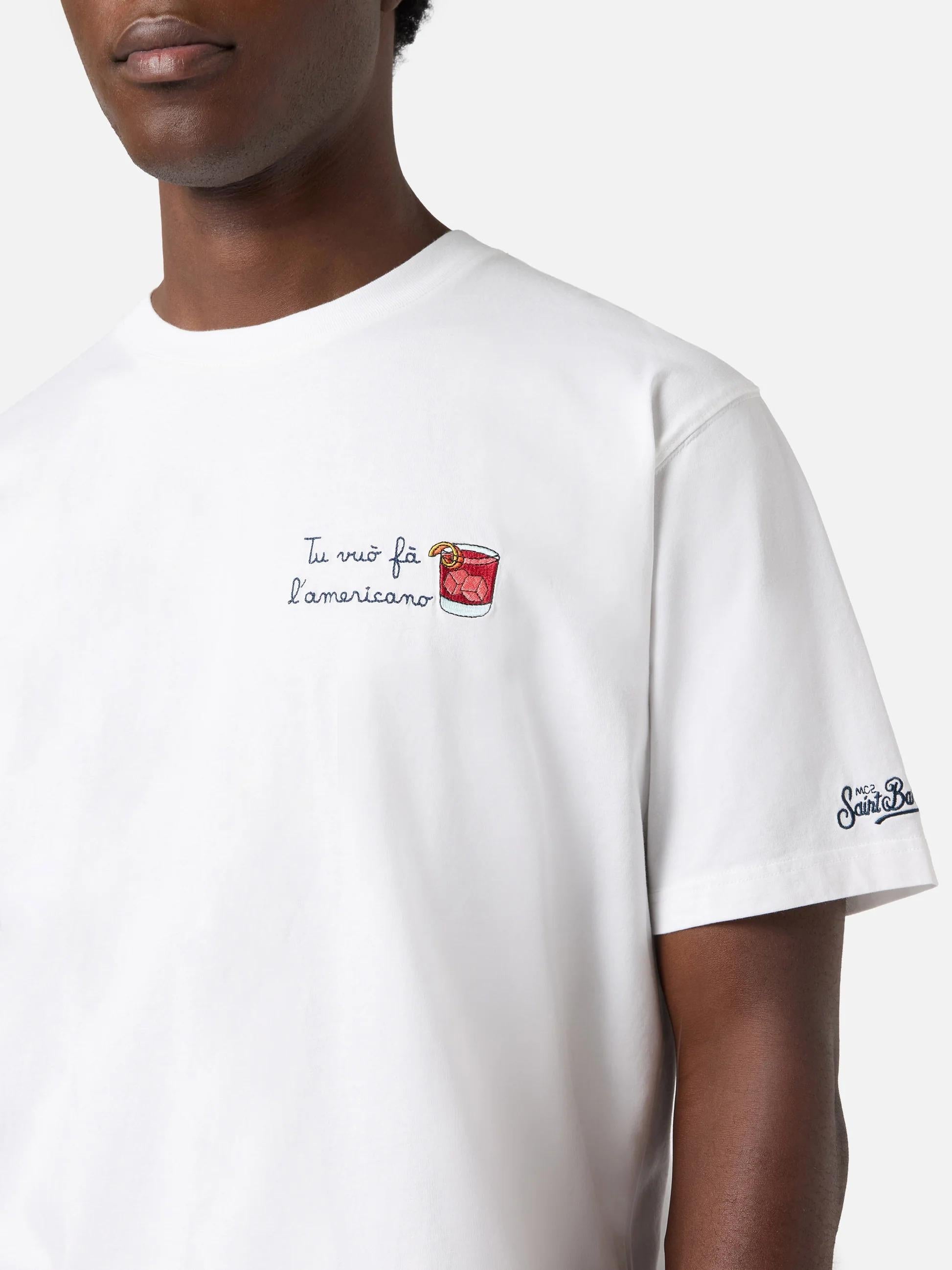 T-shirt Portofino bianca con ricamo Tu Vuò Fà L'americano POT0001 04410L MC2 SAINT BARTH 