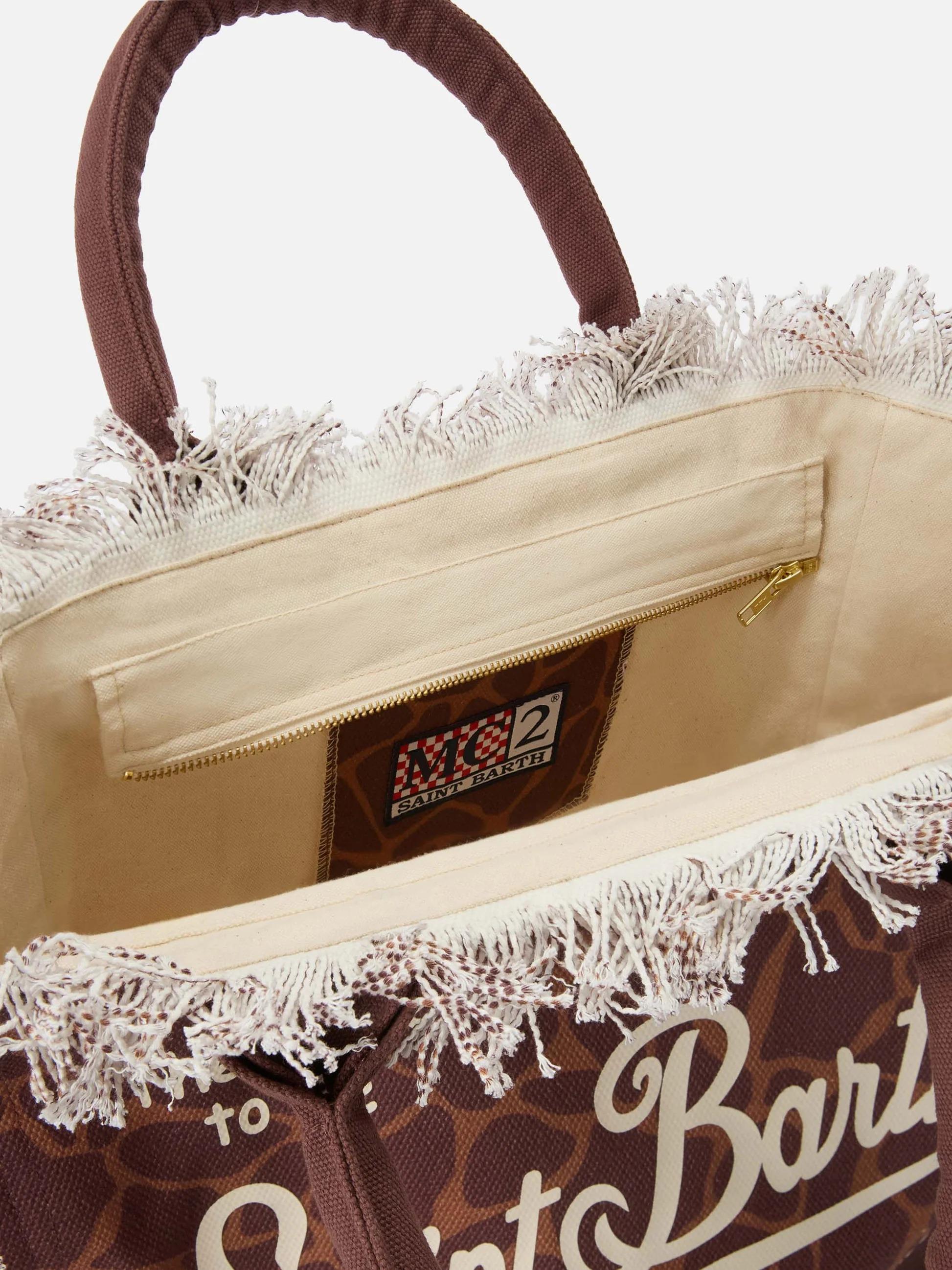 Borsa Vanity regular in canvas con stampa animalier marrone VANI001 00900L MC2 SAINT BARTH 