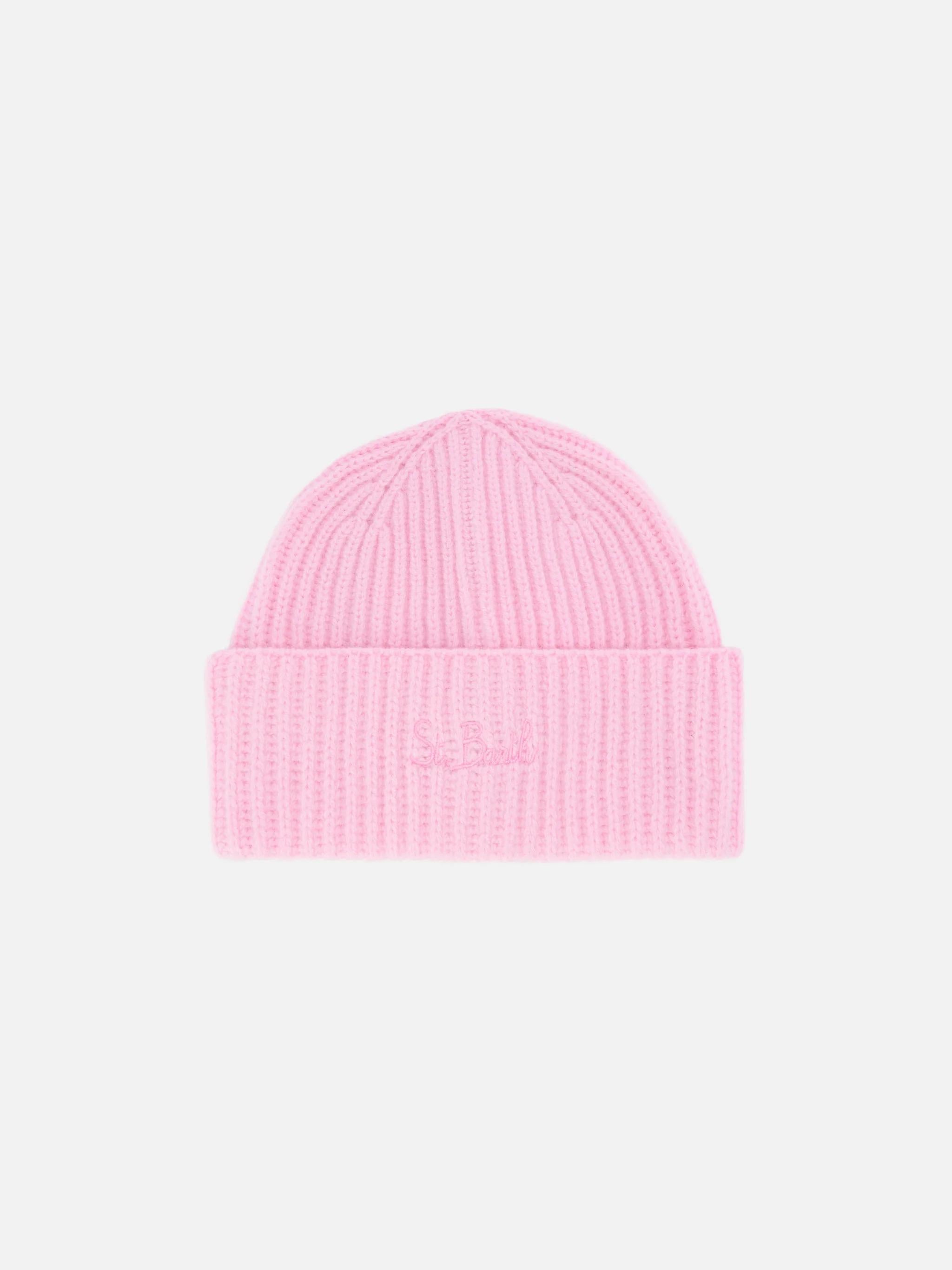 Berretto Moss Jr in maglia rosa a coste con ricamo St. Barth MOS0005 00359I MC2 SAINT BARTH 