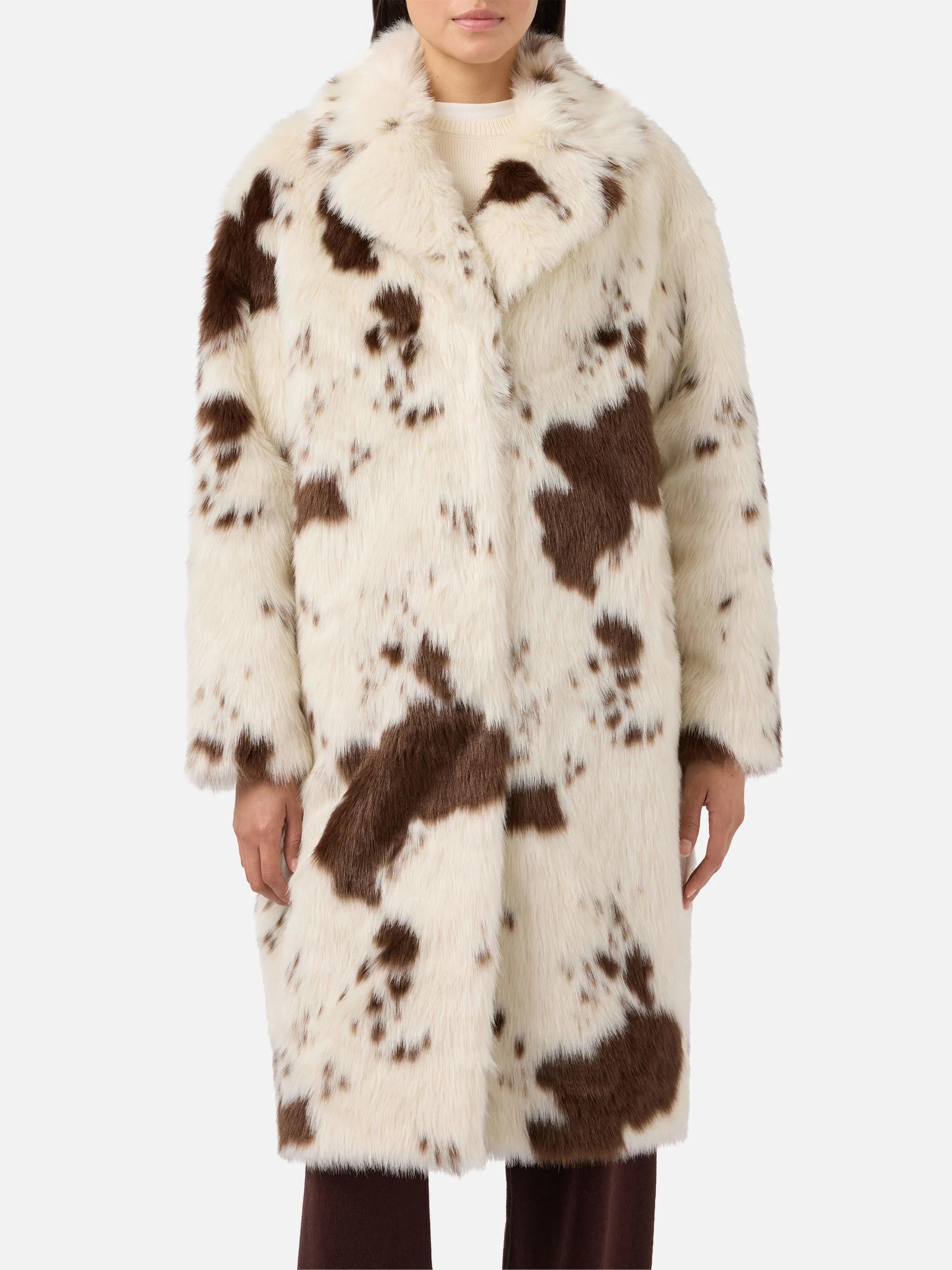 Cappotto Rouge in faux fur con stampa muccata RUG0001 00234I MC2 SAINT BARTH 
