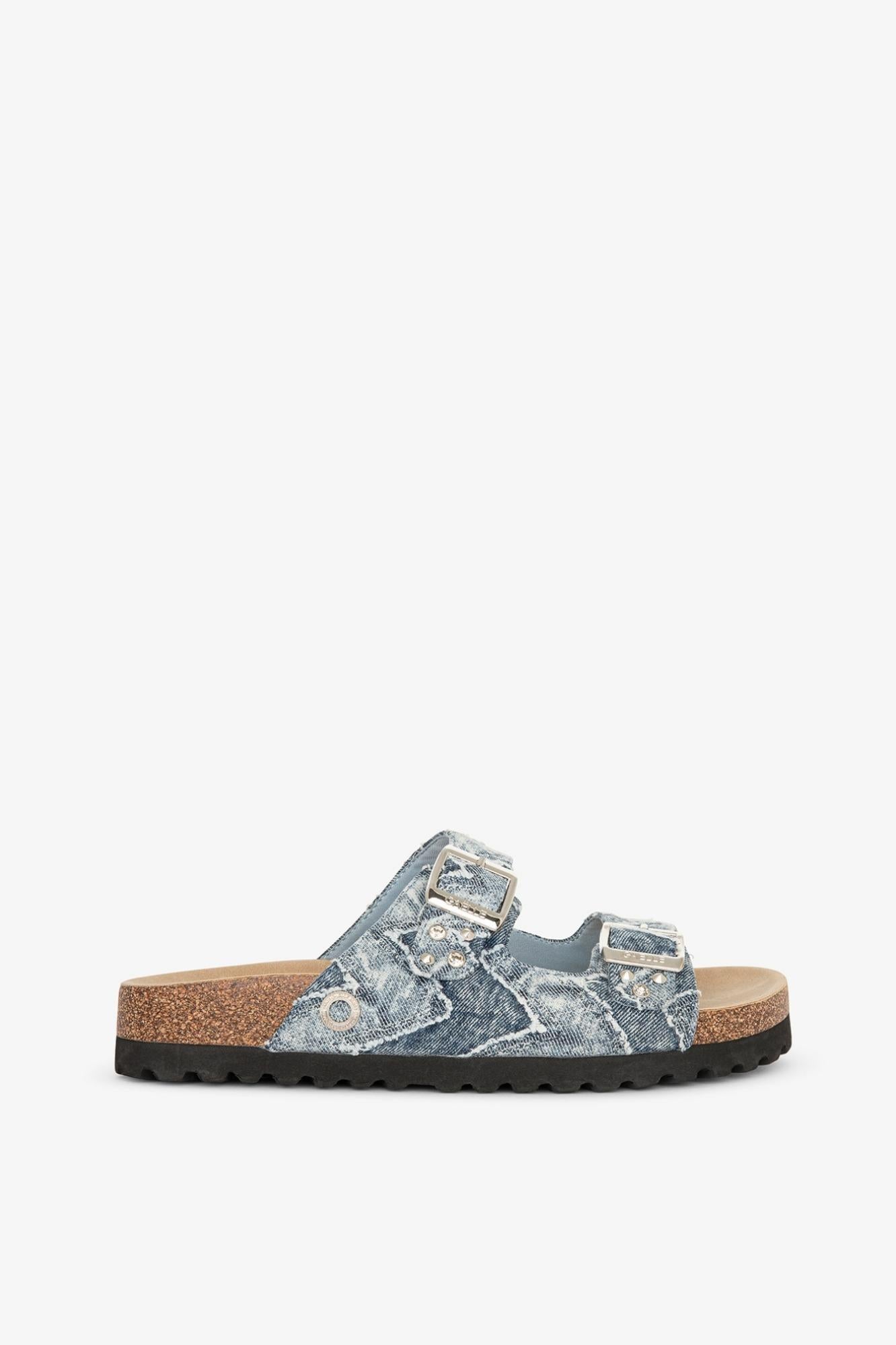 Sandalo In Denim Con Rivetto Personalizzato E Doppia Fibbia  Blue Denim - Gaëlle Paris GACAW01716-MTFI0002 BL62 GAELLE 