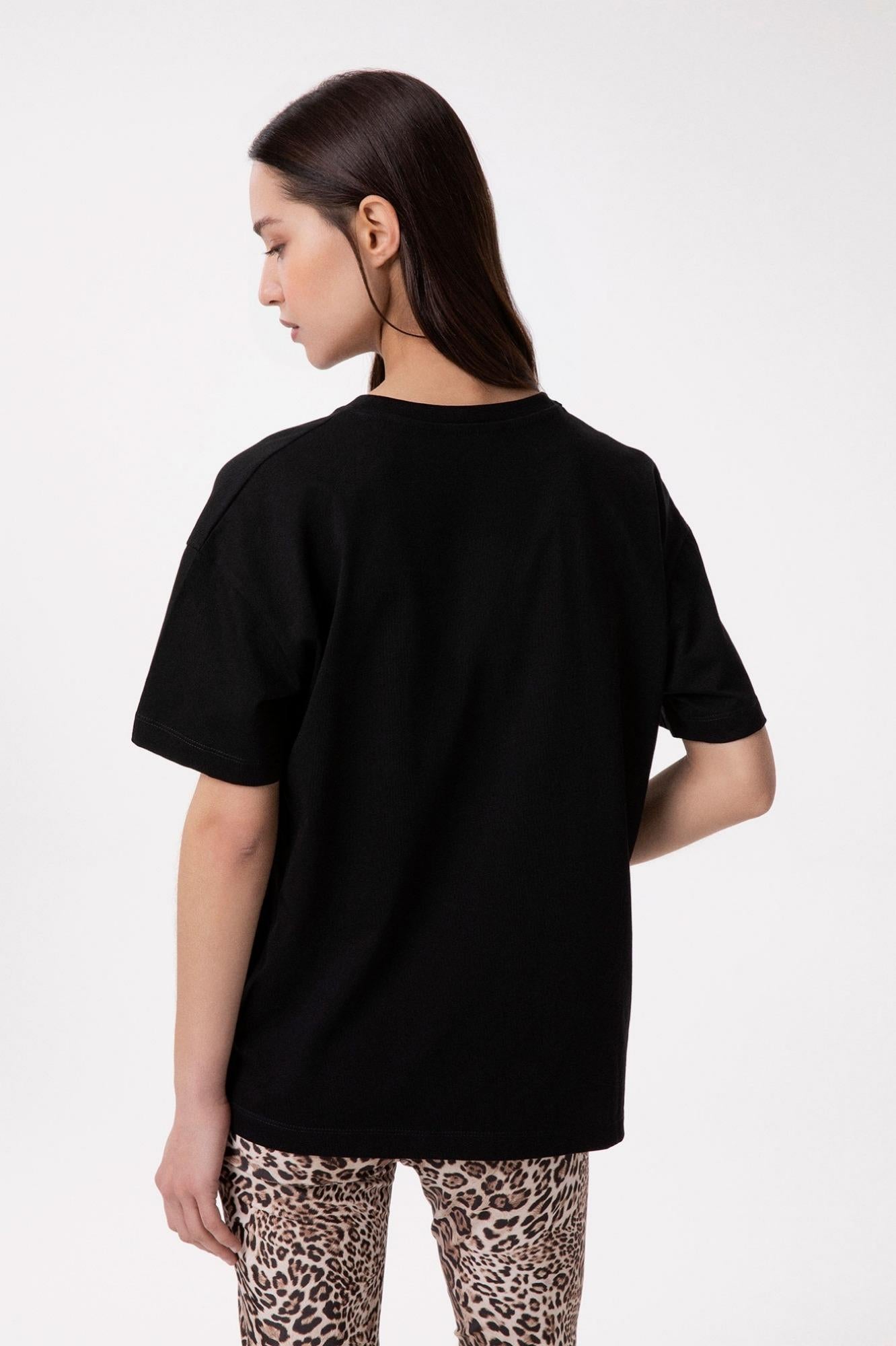 T-Shirt Paricollo Mezza Manica Con Ricamo  Nero - Gaëlle Paris GAABW09252-PTTS0043 NERO GAELLE 