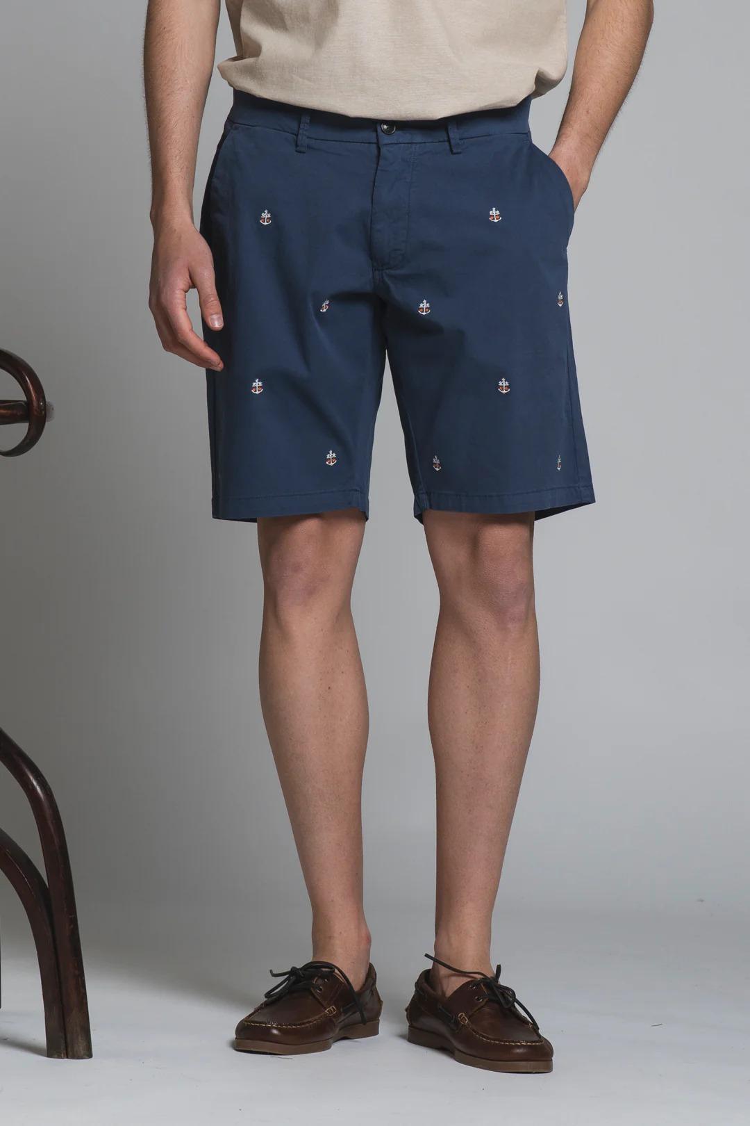 REY STILL CHINO SHORT IN TWILL WITH EMBROIDERY BLU IM26SSBM-REYSTILL-GAB C27 IMPURE 