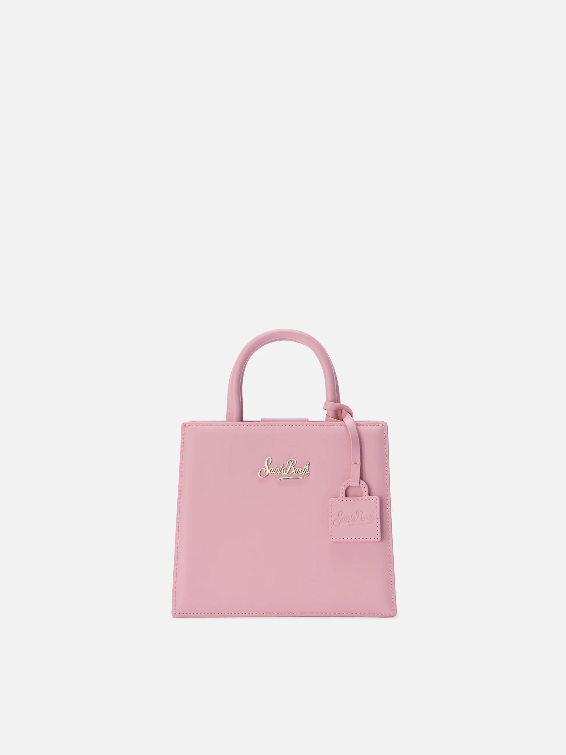 Borsa Shop mini strutturata in pelle liscia rosa con targhetta metallica SHBM0002 00011L MC2 SAINT BARTH 