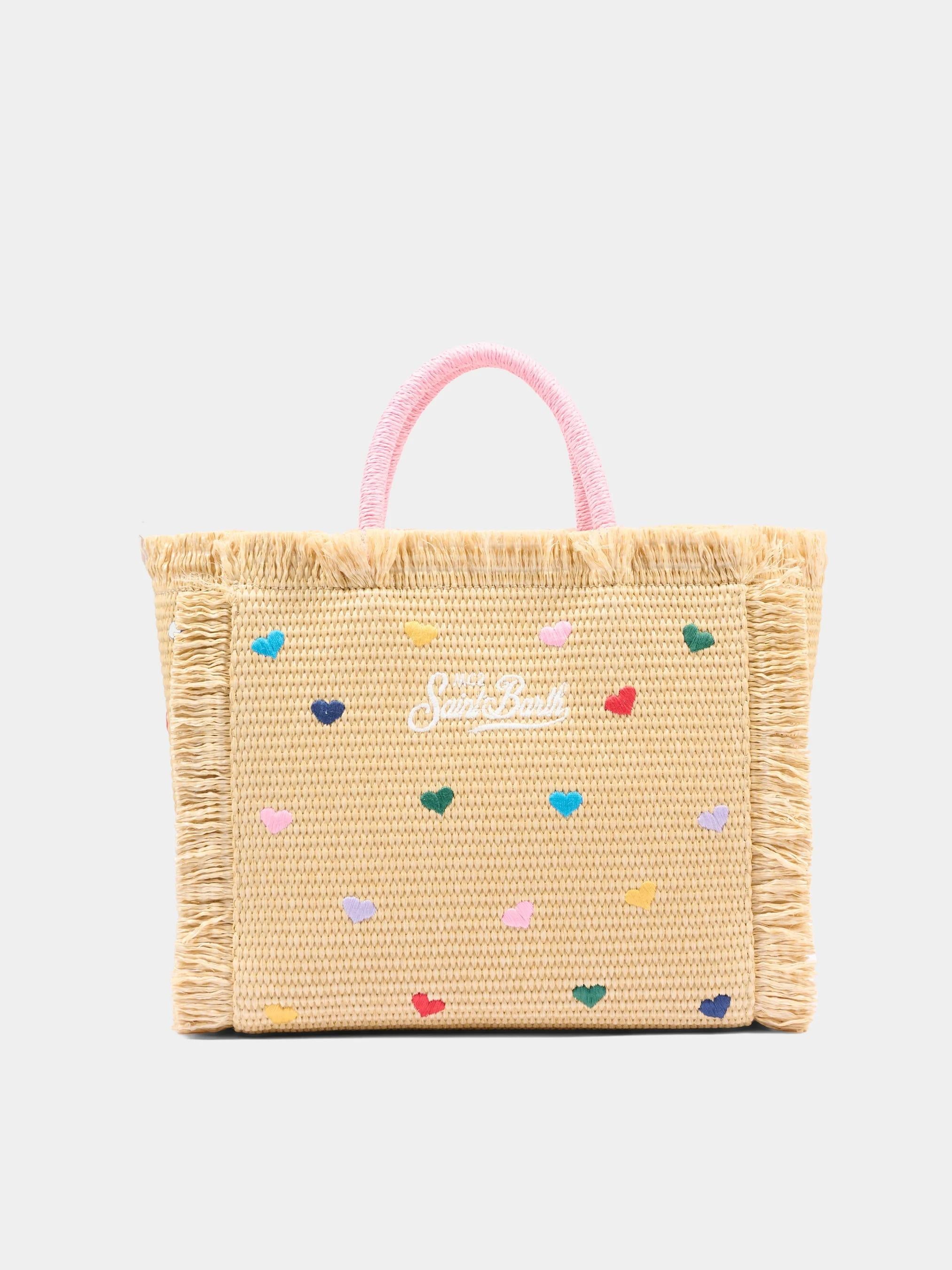 Mc2 Saint Barth<BR/>Borsa mare beige Colette Straw con cuori COL0017 00344L MC2 SAINT BARTH 
